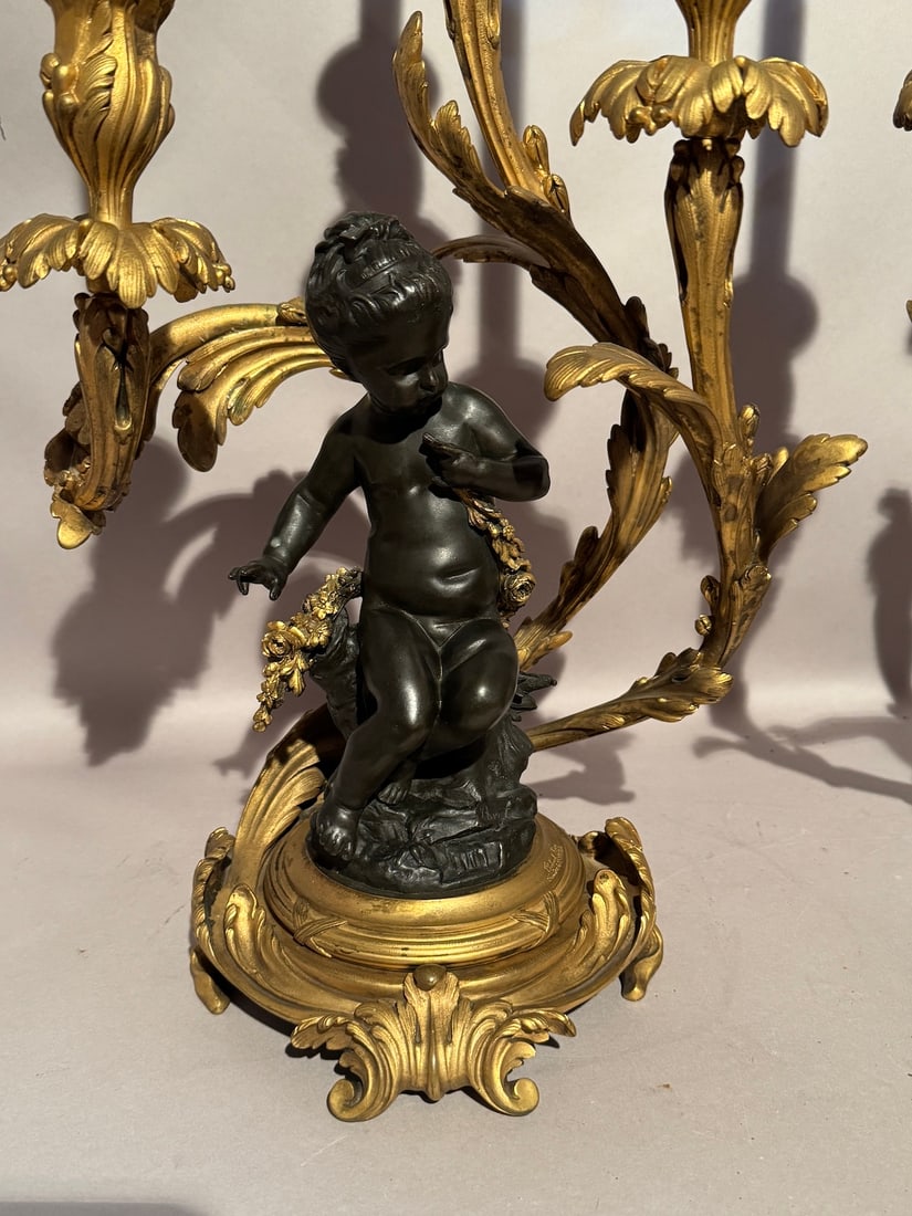 Circa 1880 Rozet Louis XV Gilt Bronze Candelabras, Pair - 14
