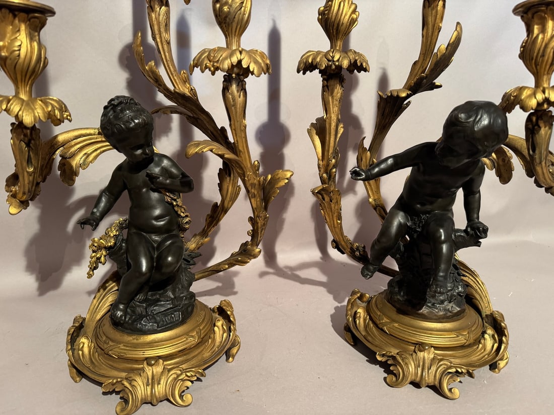 Circa 1880 Rozet Louis XV Gilt Bronze Candelabras, Pair - 15