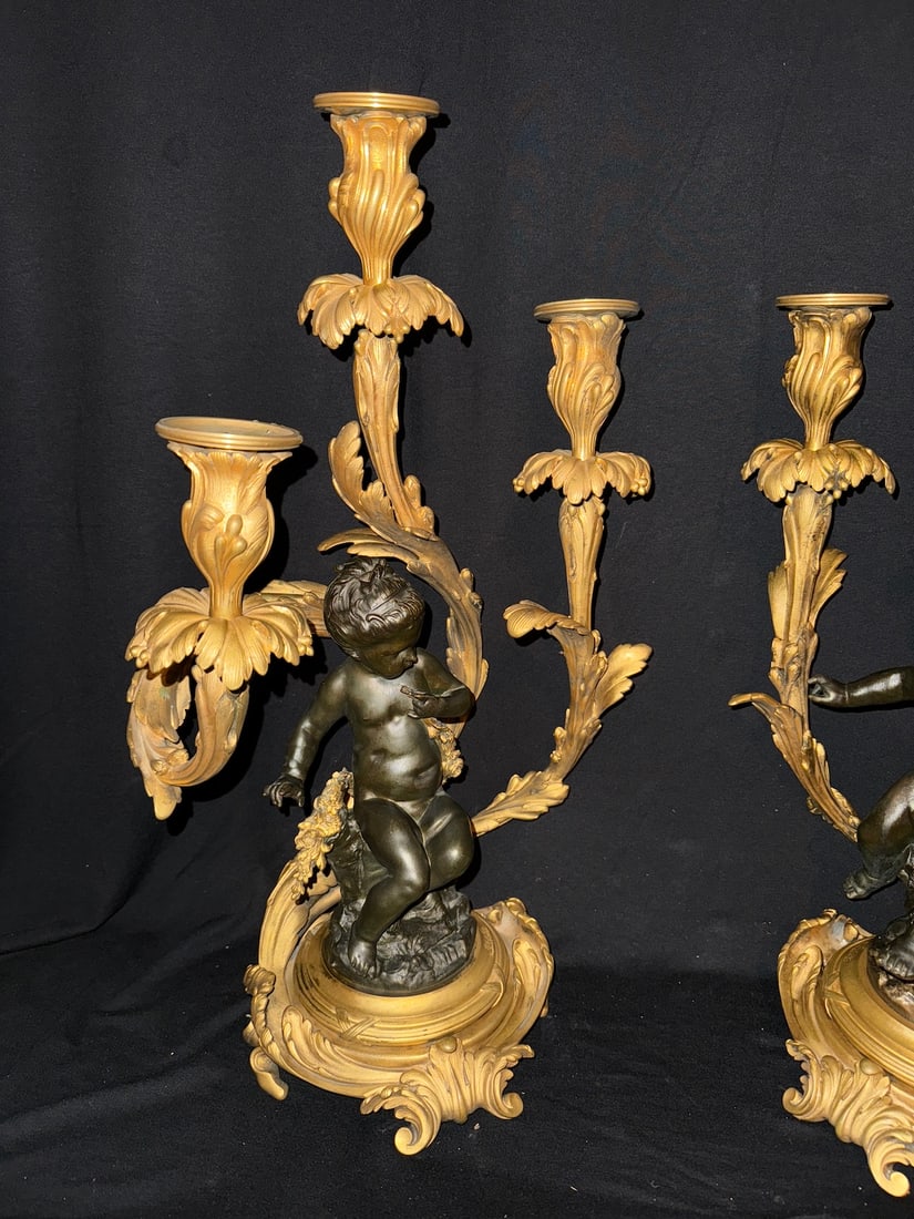 Circa 1880 Rozet Louis XV Gilt Bronze Candelabras, Pair - 3