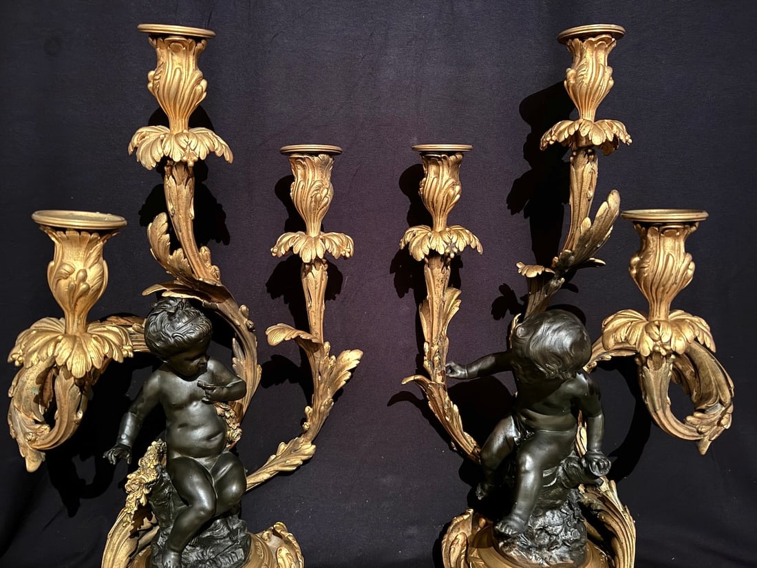 Circa 1880 Rozet Louis XV Gilt Bronze Candelabras, Pair - 5