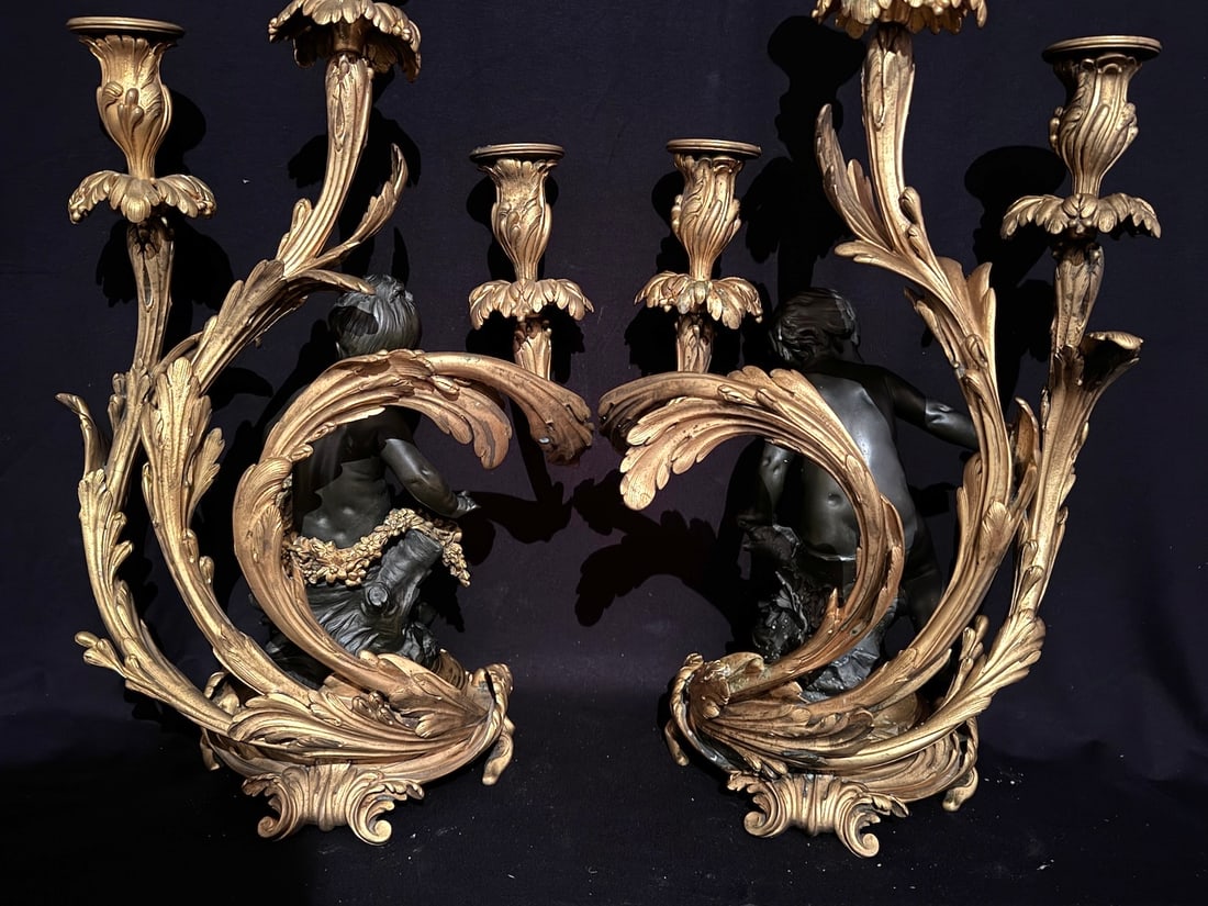 Circa 1880 Rozet Louis XV Gilt Bronze Candelabras, Pair - 6