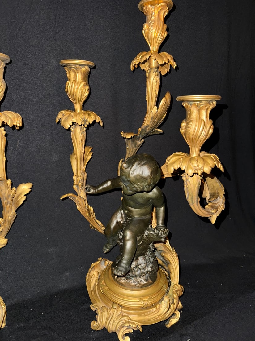 Circa 1880 Rozet Louis XV Gilt Bronze Candelabras, Pair - 8