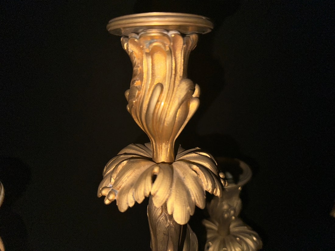 Circa 1880 Rozet Louis XV Gilt Bronze Candelabras, Pair - 9