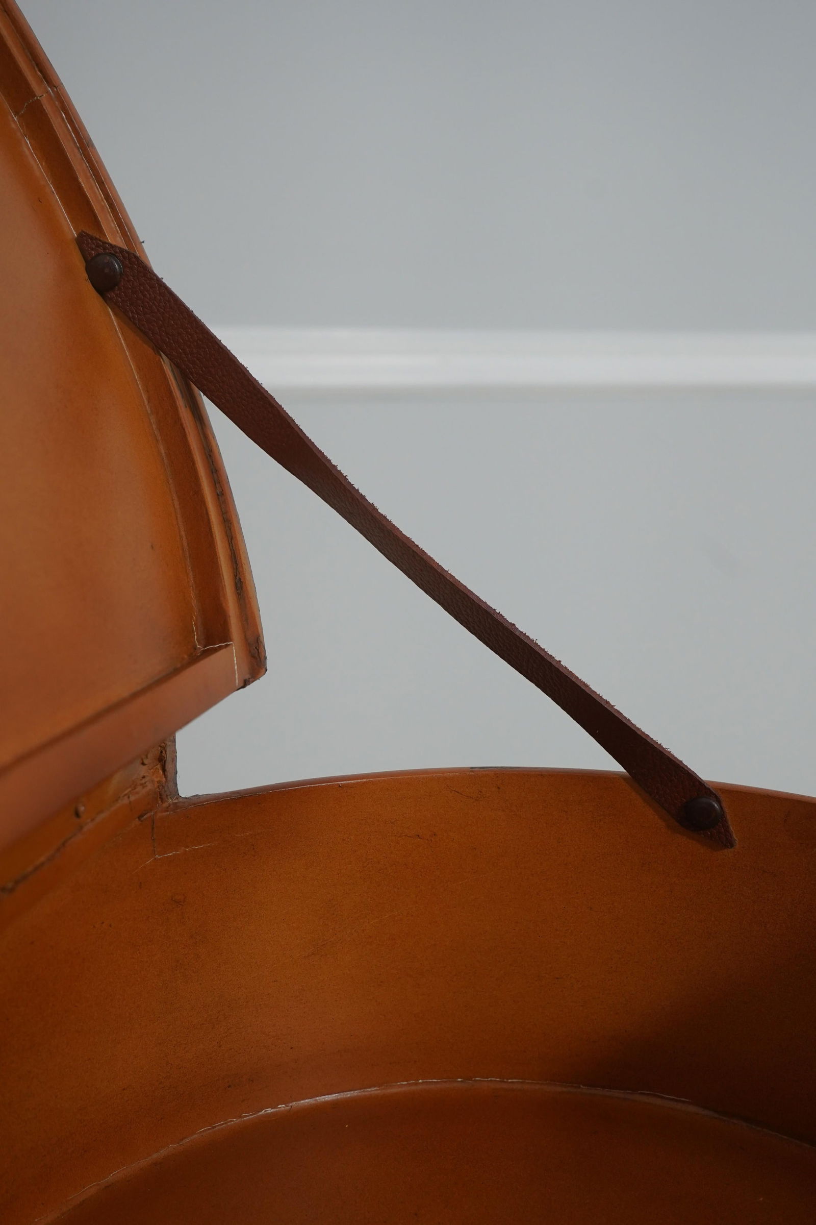 Vintage Leather-Wrapped Box on Stand - 5