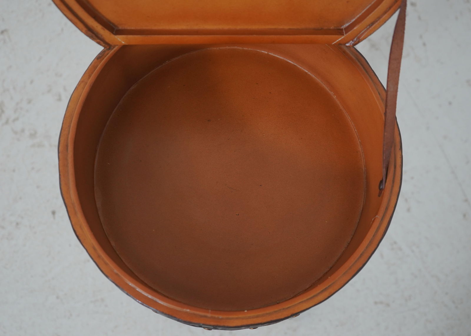 Vintage Leather-Wrapped Box on Stand - 6