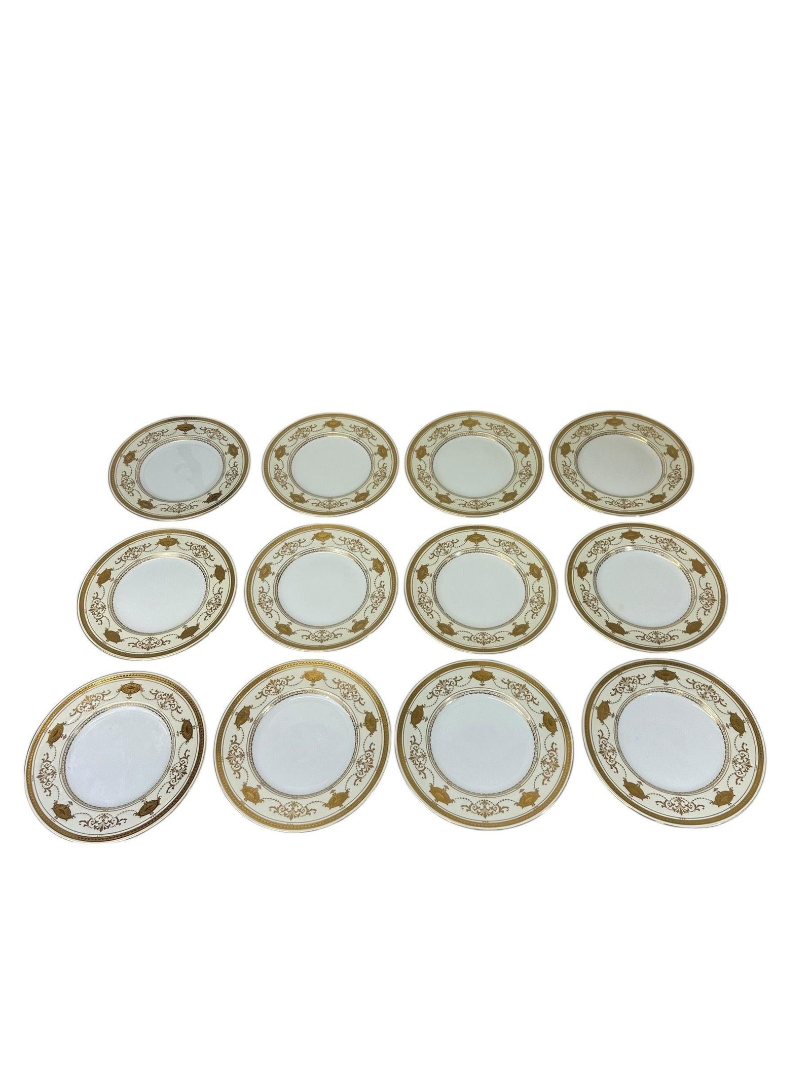 Early 20th Century 22k Gold Minton Gilt Porcelain Table Service - Nearly Complete Set for 12 - 47 Pi - 13