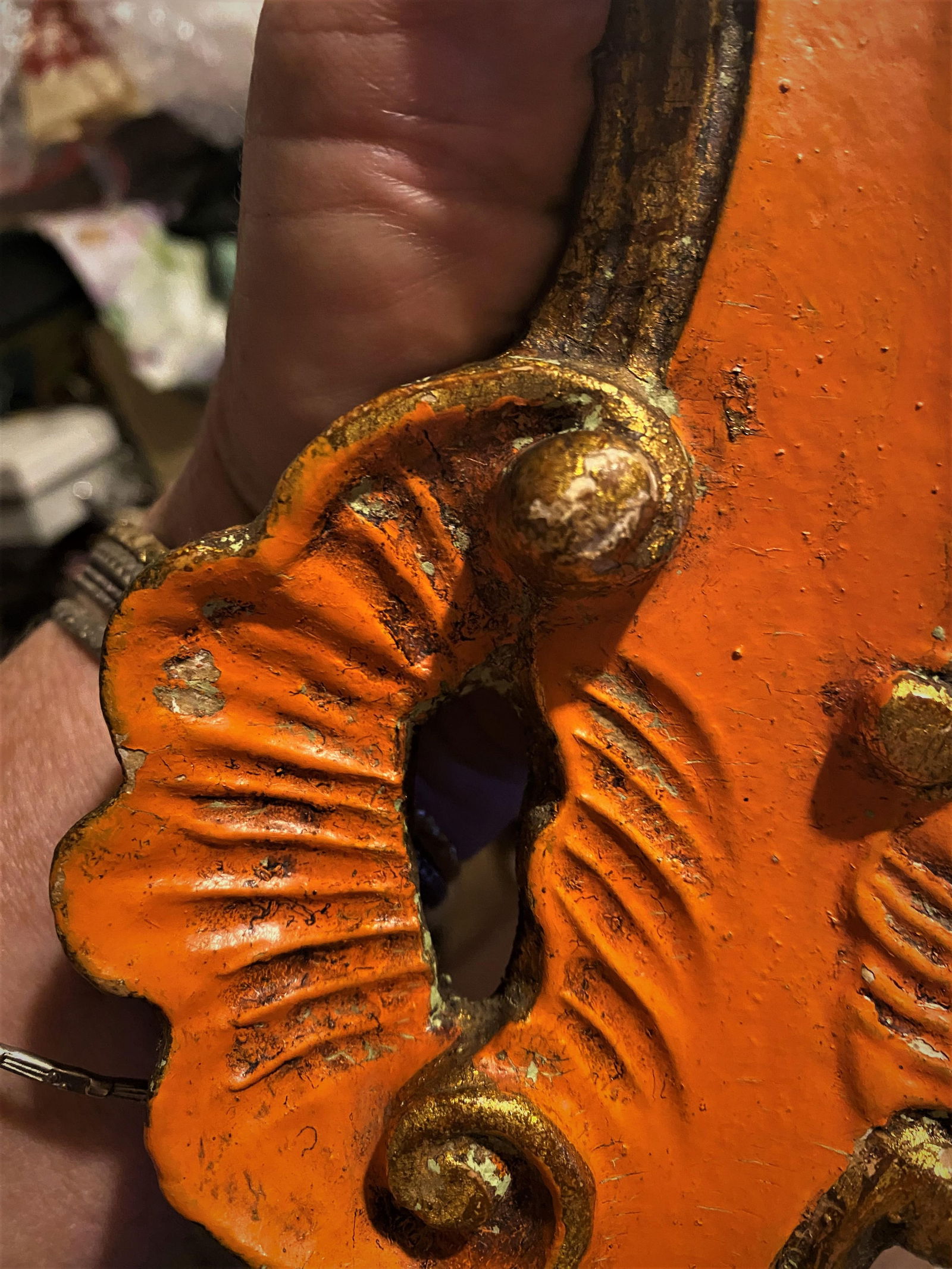 19th Century Rococo Italian Venetian Orange Gold Gilt Carved Wood Mirror - 5