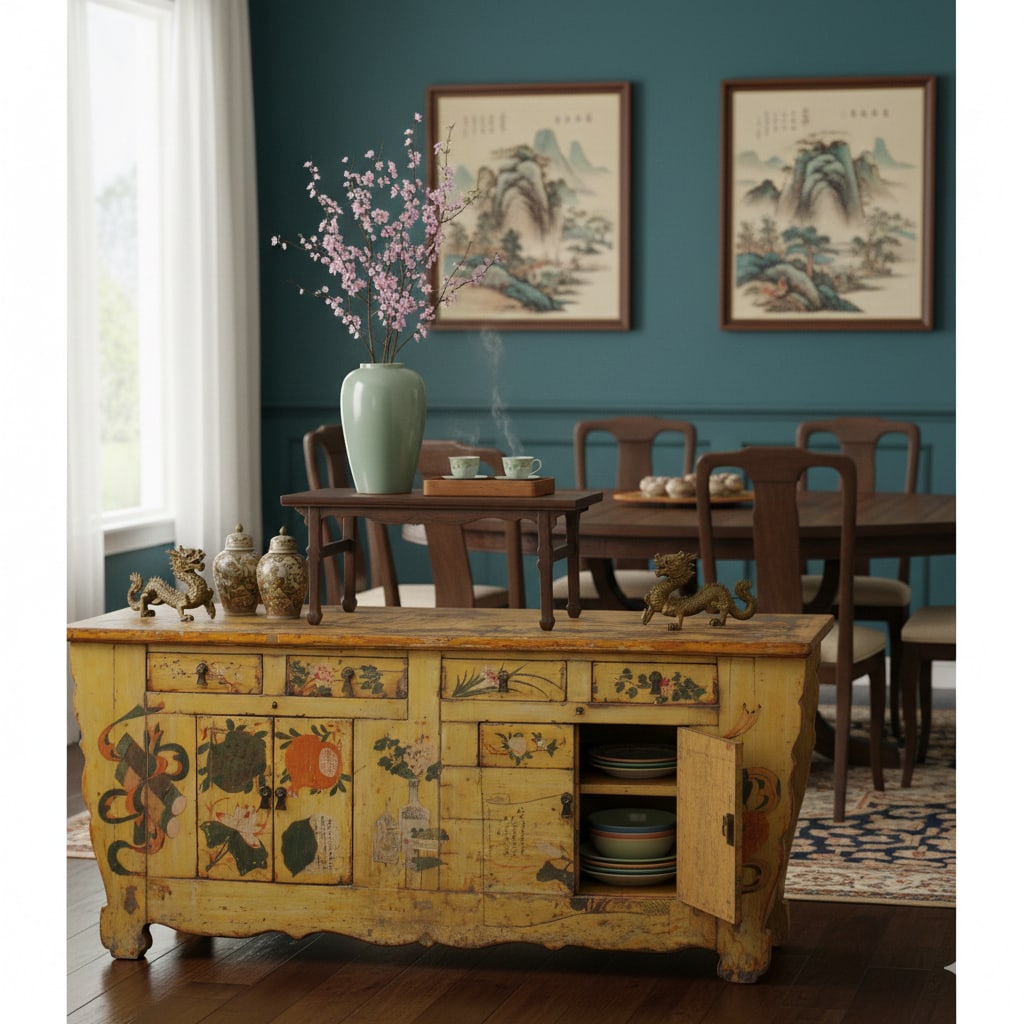 Oriental Brown Stain Tall Legs Rectangular Display Easel Stand Table - 9