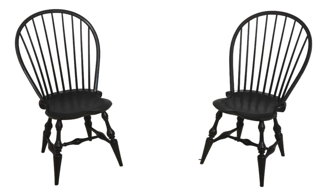 Pair of Dr Dimes Black Bow Back Windsor Side Chairs (1 of 18)