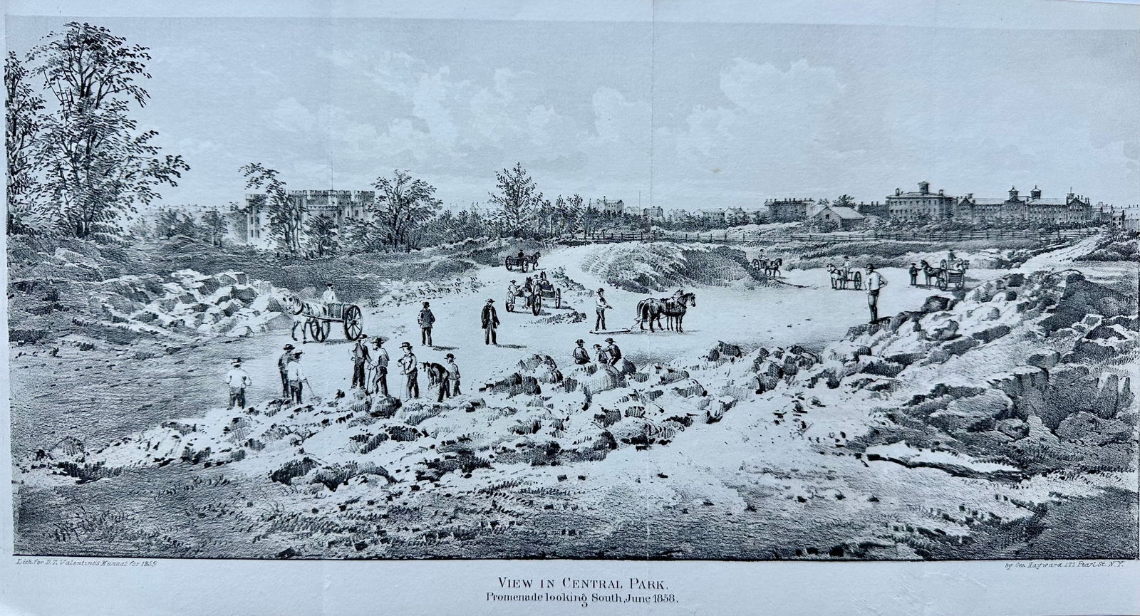 Central Park Engravings - Rare, Set of Two Historical Prints, Valentine's 1859 - 3