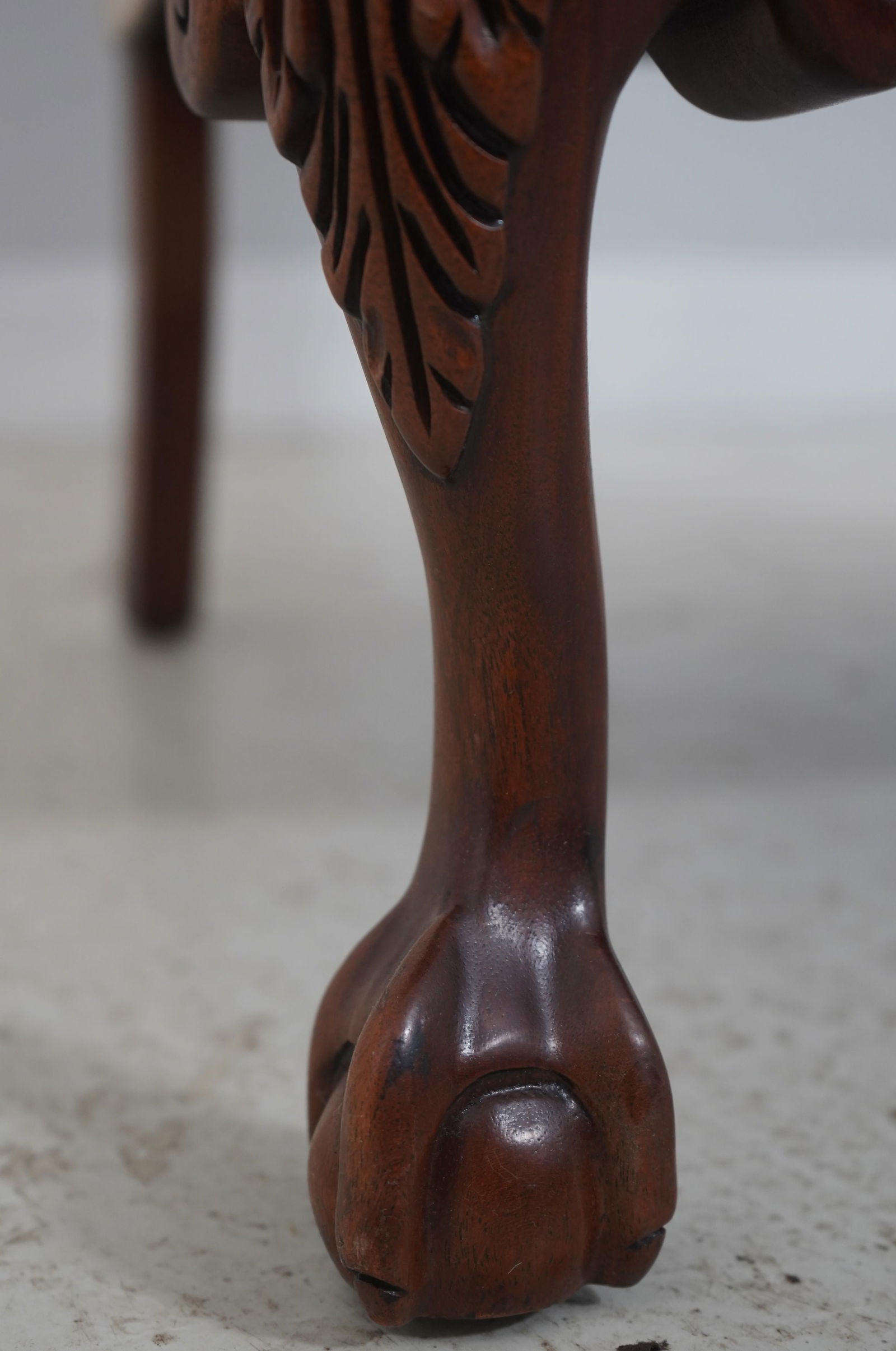 Southwood Clawfoot Mahogany Damask Wing Chair - 14