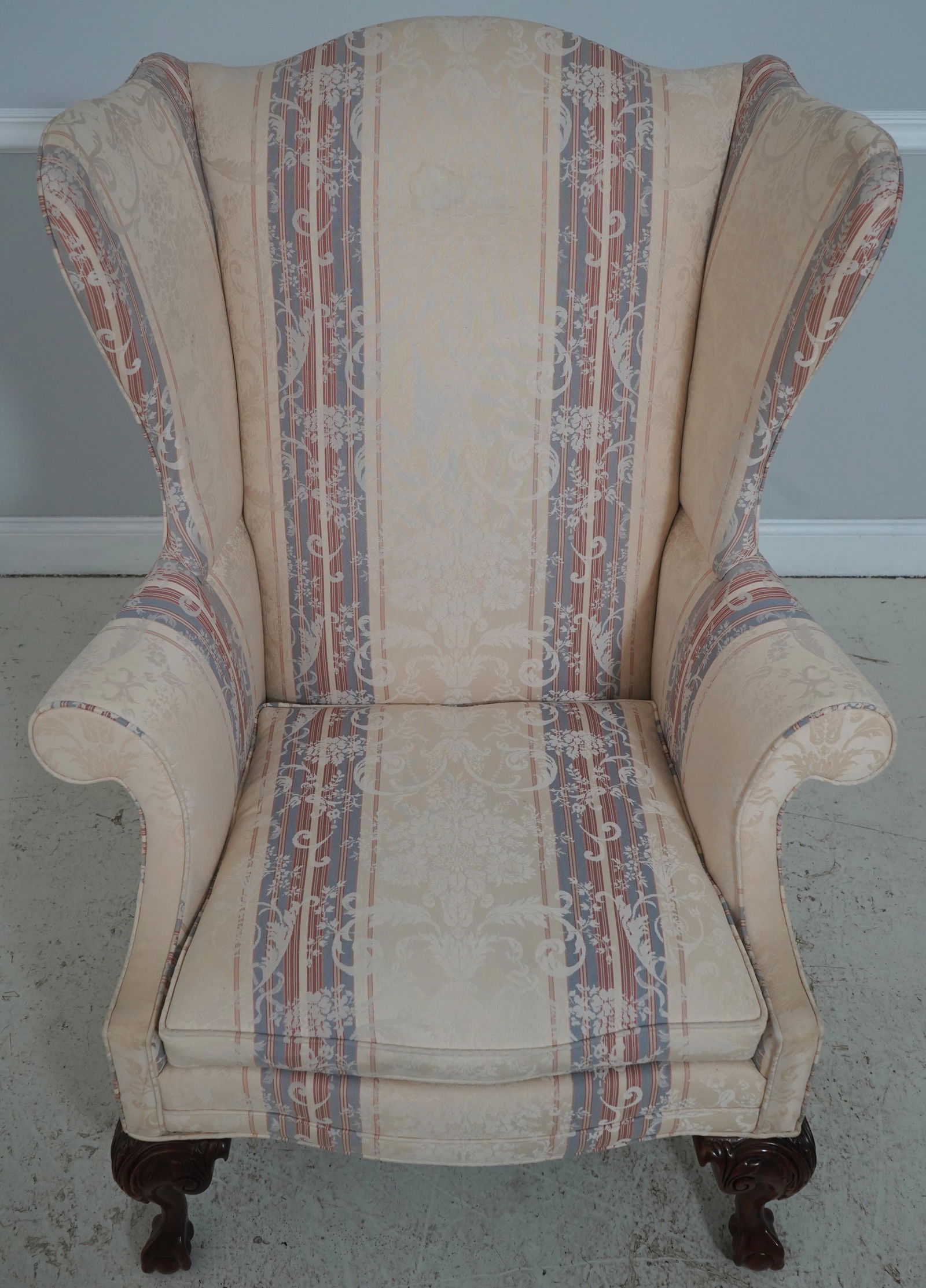 Southwood Clawfoot Mahogany Damask Wing Chair - 2