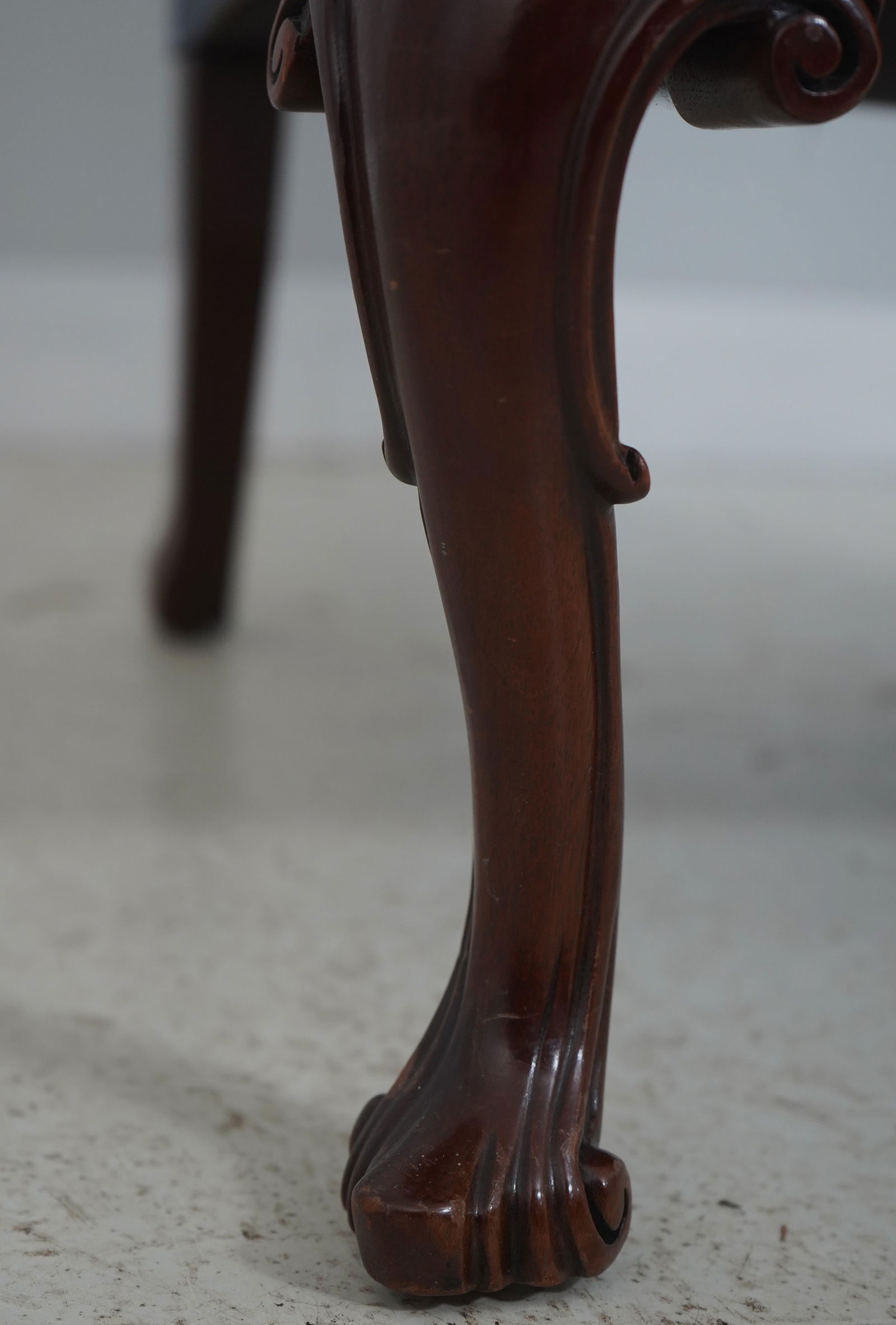 Southwood Blue Upholstered French Foot Mahogany Wing Chair - 8