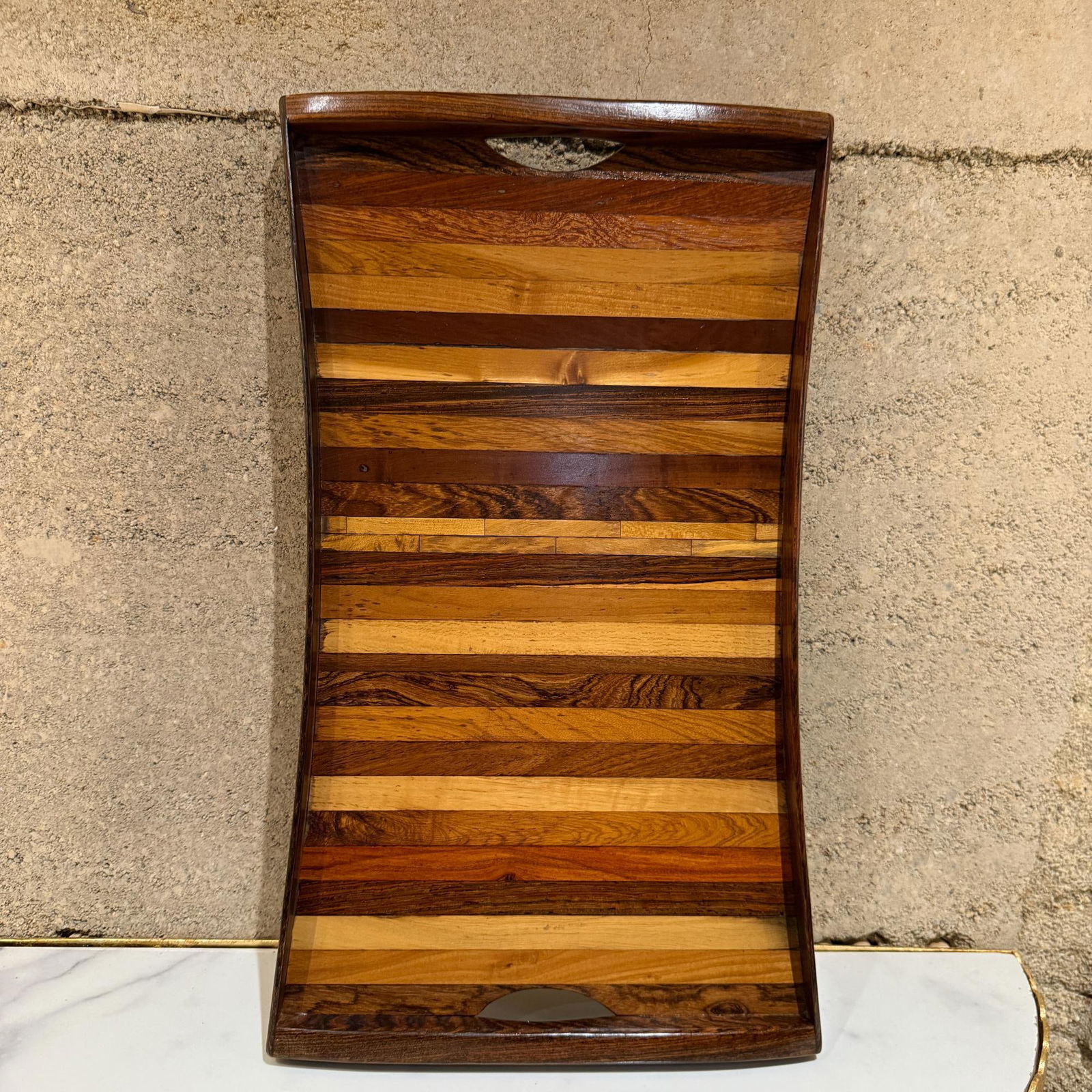 Mid-Century Modern Don Shoemaker Service Tray Tapered Exotic Wood - 10