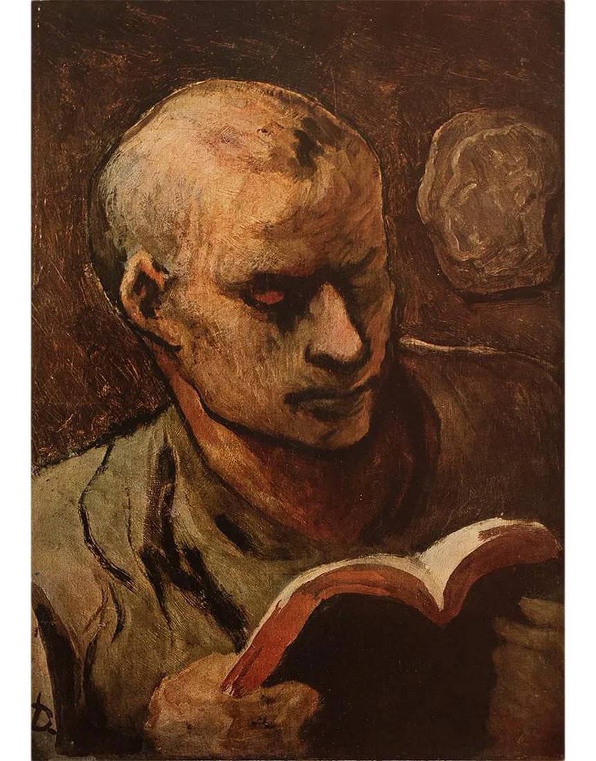1940s After Honore Daumier "The Reader" First Edition Swiss Lithograph (1 of 8)
