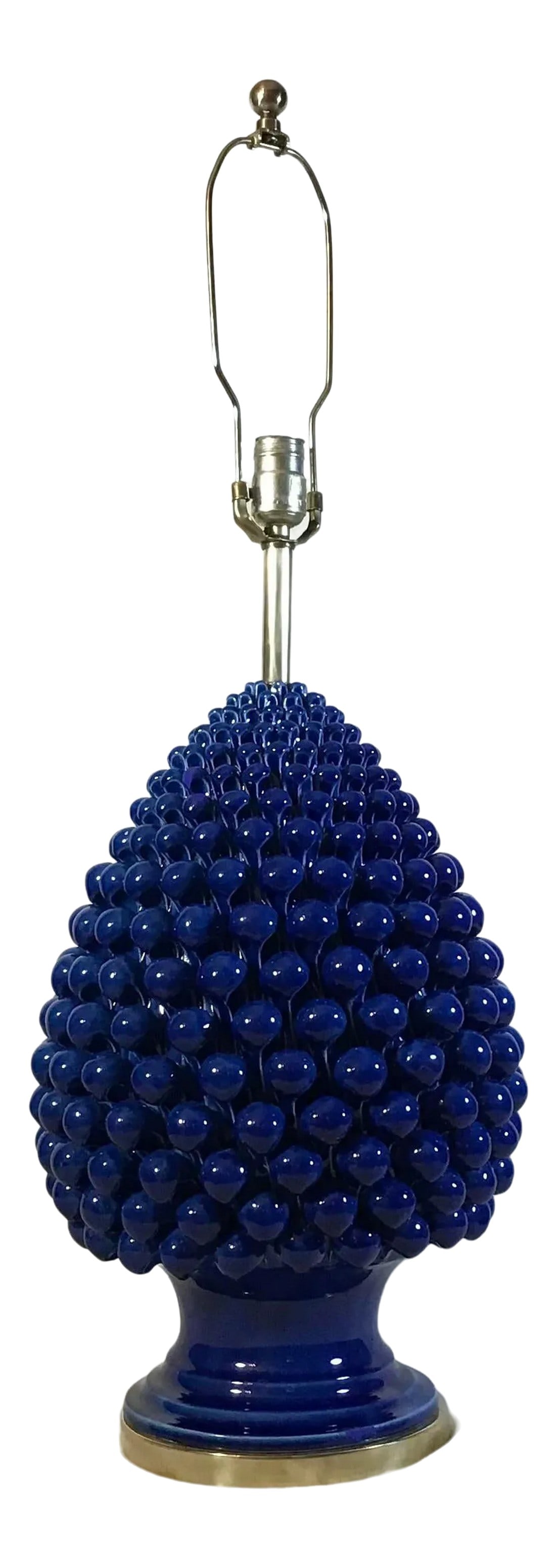 1950s Authentic Hand Signed Paul Hanson Italian Pine Cone Decorative Oversized Table Lamp: Rare find, stunning and beautiful vintage ceramic Pine cone pottery lamp by Italian artist Paul Hanson. Made in Italy. Universally used as a lamp as it was intended or as a decorative piece to your