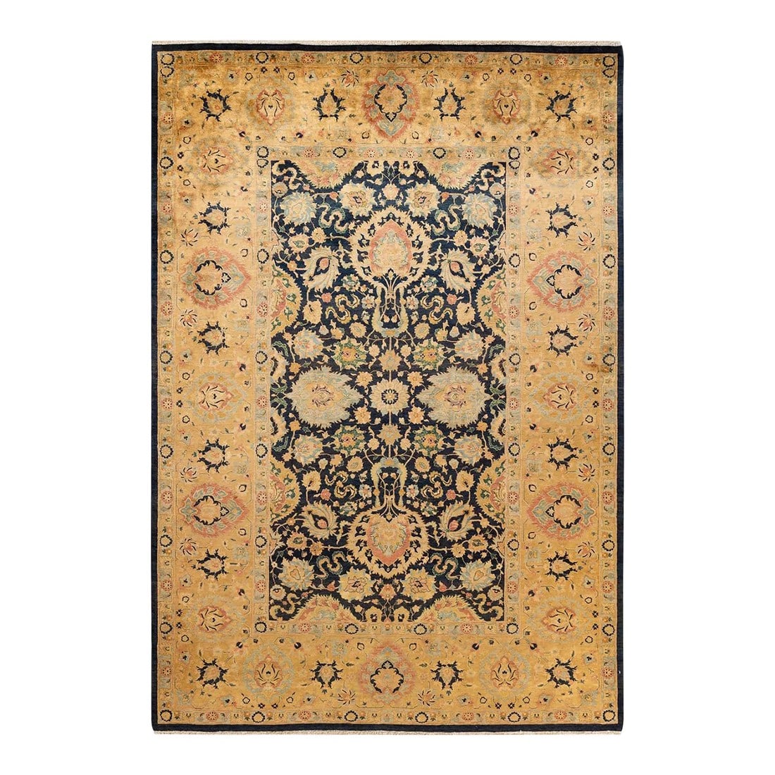 Vintage Moroccan Hand Knotted Wool Area Rug, Navy Blue - 6'2" X 9'2": With understated palettes and allover designs, the rugs in the Mogul Collection will bring timeless sophistication to any room. Influenced by a spectrum of Turkish, Indian, and Persian designs, the