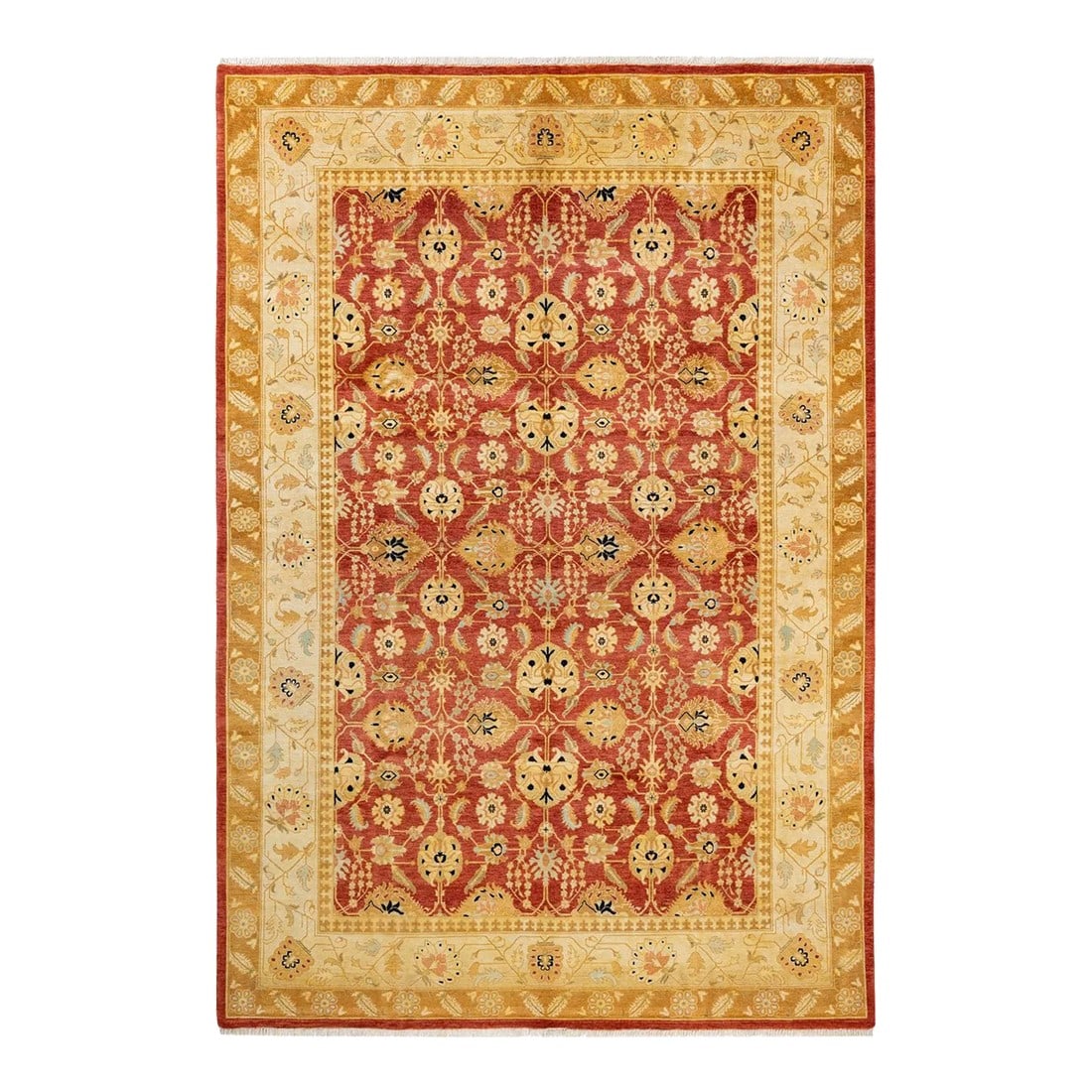 Vintage Moroccan Hand Knotted Wool Area Rug, Orange - 6'2" X 8'10": With understated palettes and allover designs, the rugs in the Mogul Collection will bring timeless sophistication to any room. Influenced by a spectrum of Turkish, Indian, and Persian designs, the