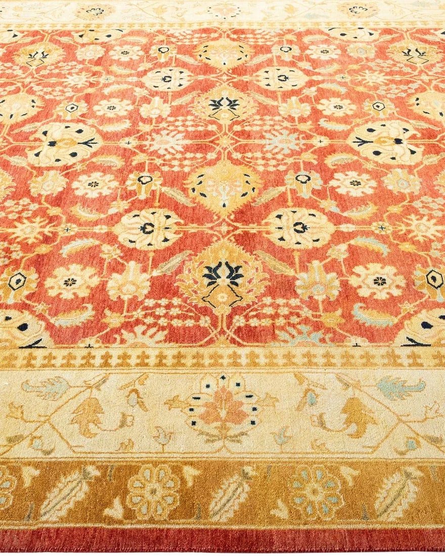 Vintage Moroccan Hand Knotted Wool Area Rug, Orange - 6'2" X 8'10" - 4