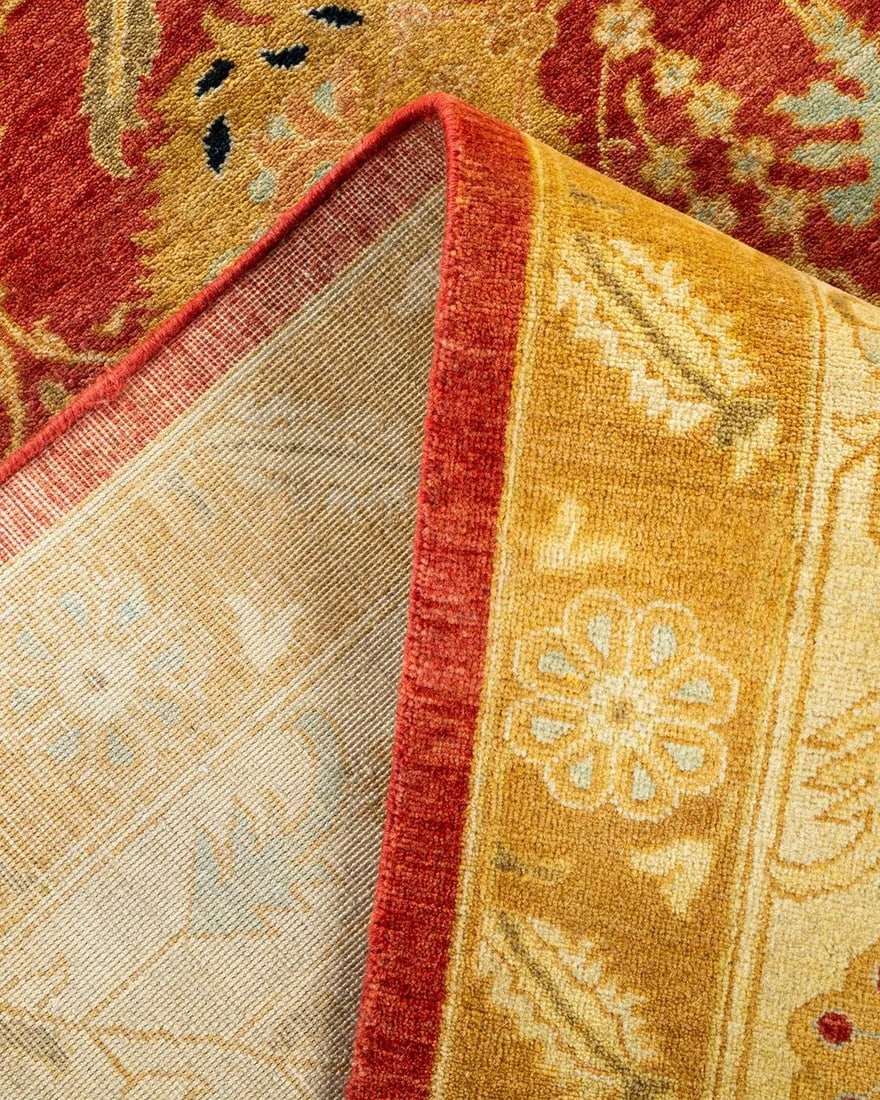 Vintage Moroccan Hand Knotted Wool Area Rug, Orange - 6'2" X 8'10" - 6