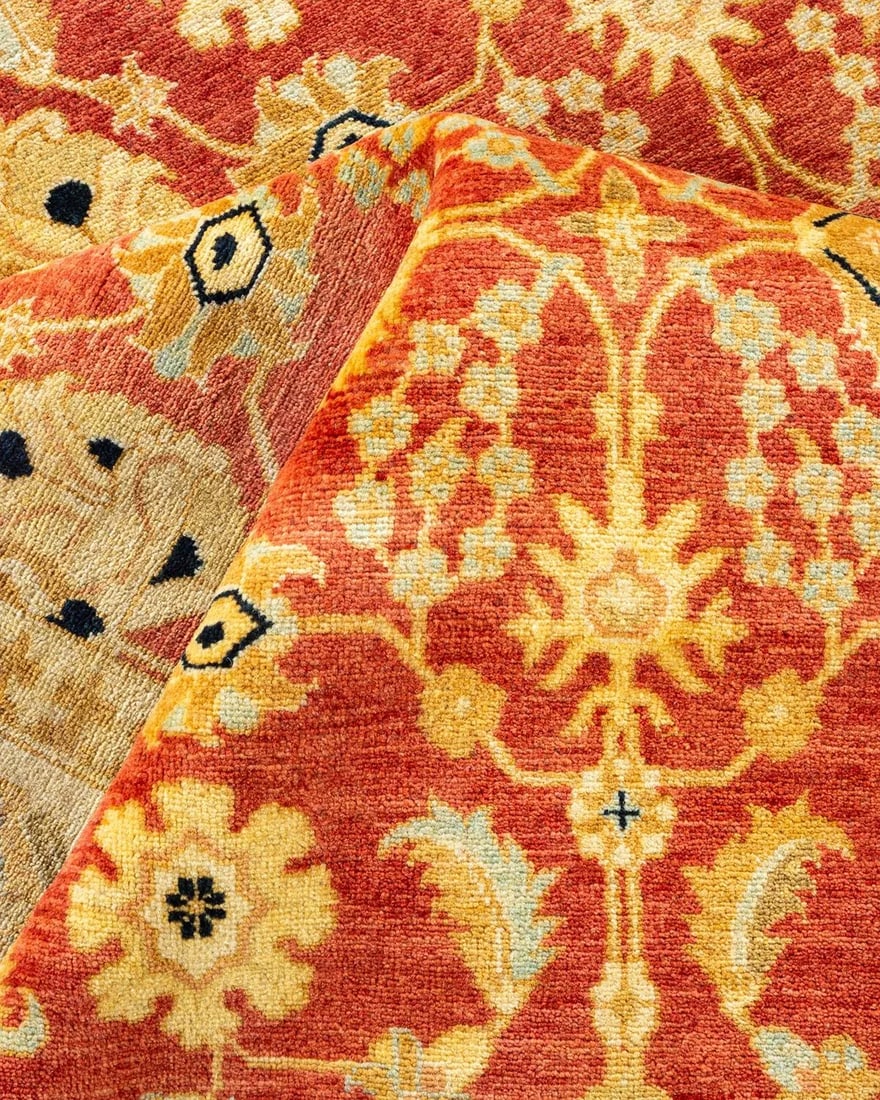 Vintage Moroccan Hand Knotted Wool Area Rug, Orange - 6'2" X 8'10" - 7