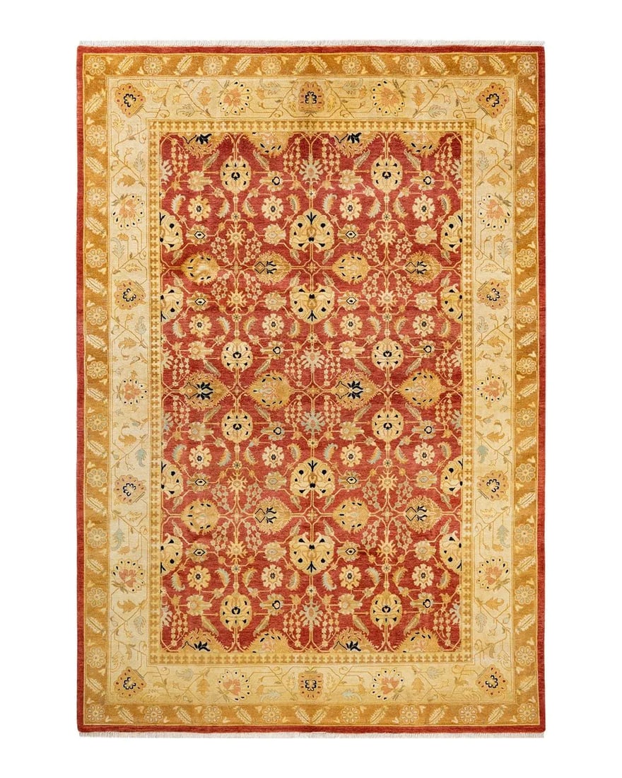 Vintage Moroccan Hand Knotted Wool Area Rug, Orange - 6'2" X 8'10" - 9