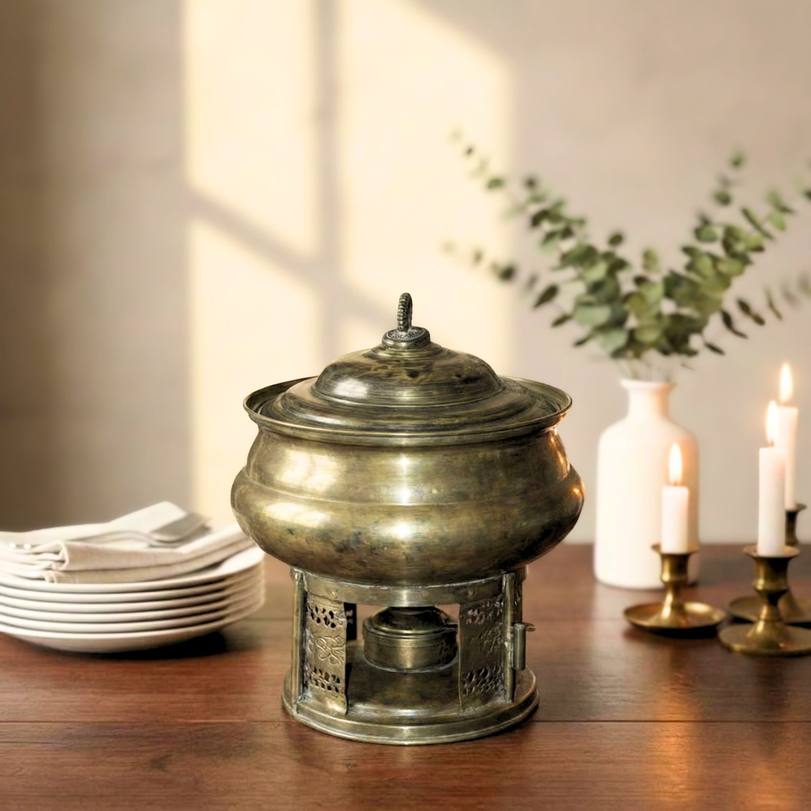 Vintage Brass Chafing Dish - 2