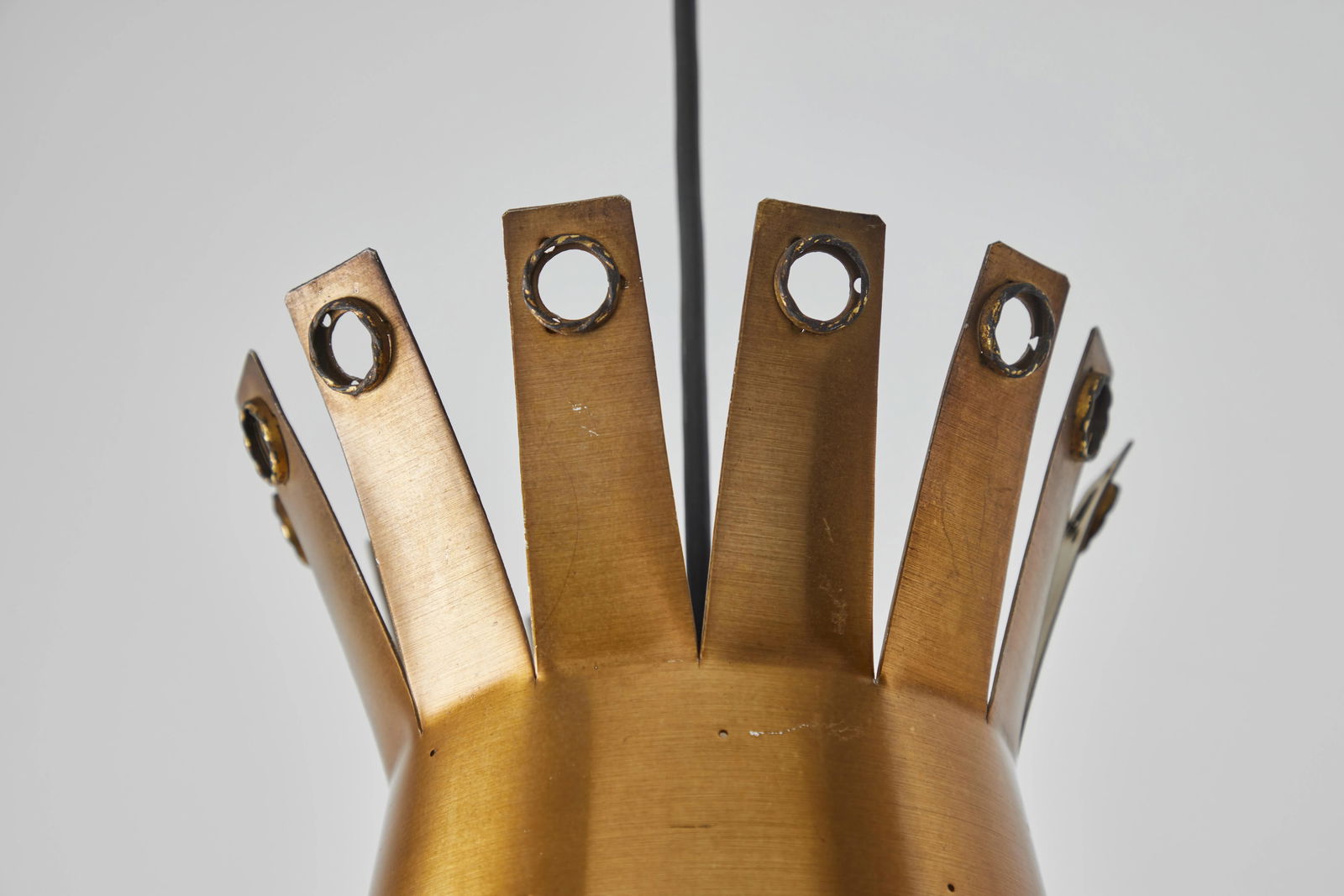 Large 1950s Italian Perforated Brass Double-Cone Pendant - 6