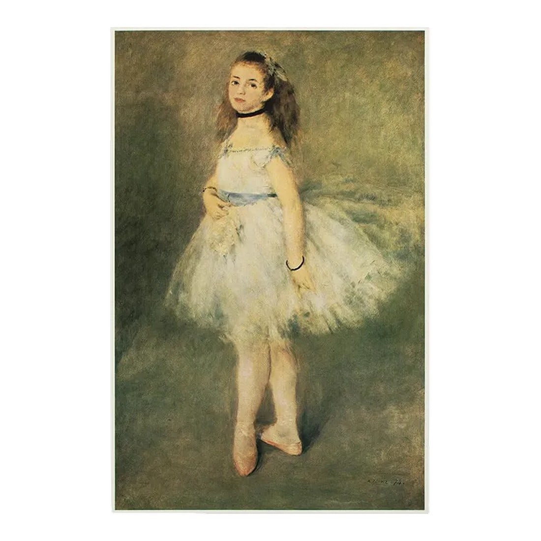 1977 After Auguste Renoir "The Dancer", Large Full-Color Print: An excellent large full-color print after Impressionist painting "The Dancer" by Auguste Renoir. Comes from a Limited Edition art folio printed in Japan, in 1977. Copy on back is related to another