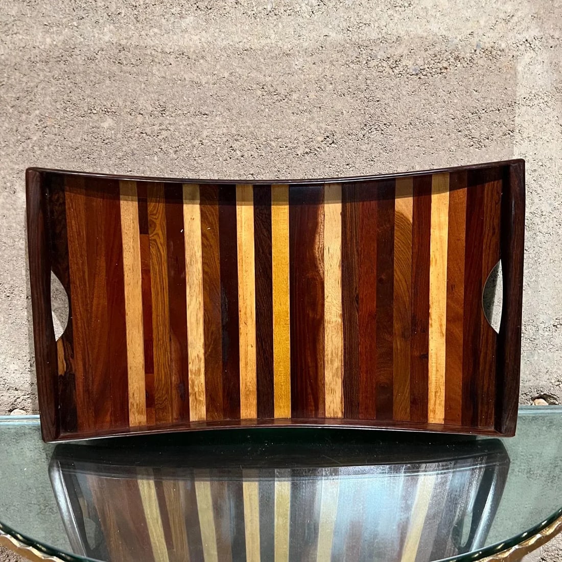 1970s Don Shoemaker for Señal Service Tray Exotic Wood - 9