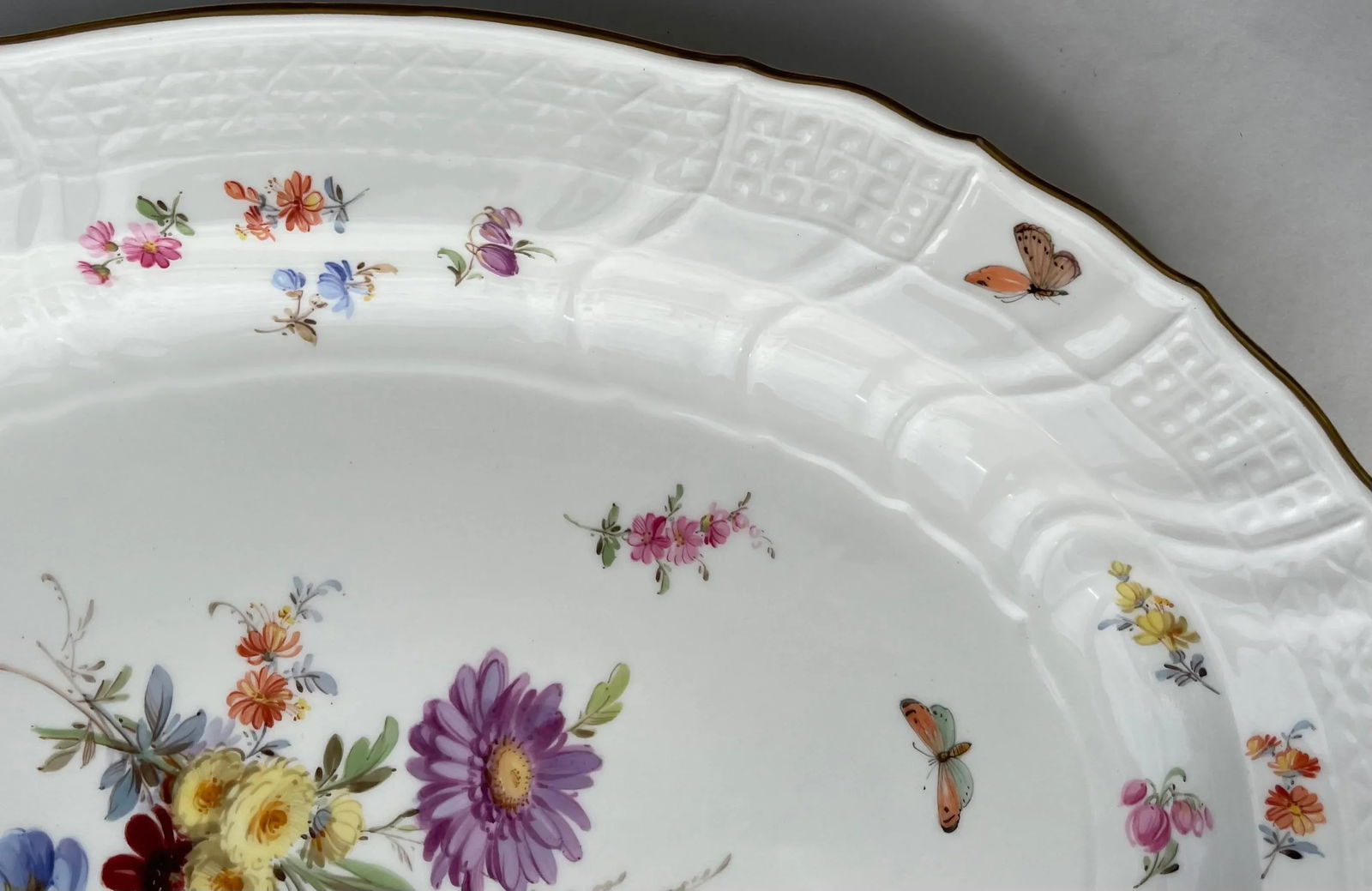 Antique Meissen Porcelain Floral Platter, 19th Century - 5