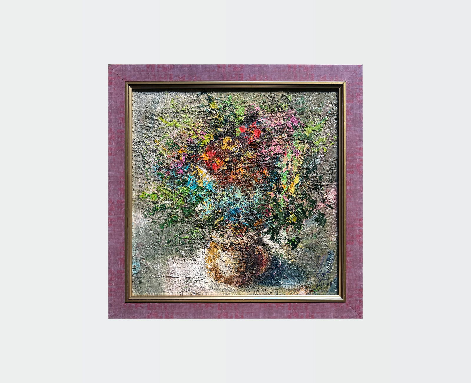Oil painting with frame wildflowers K. Leonid - 2