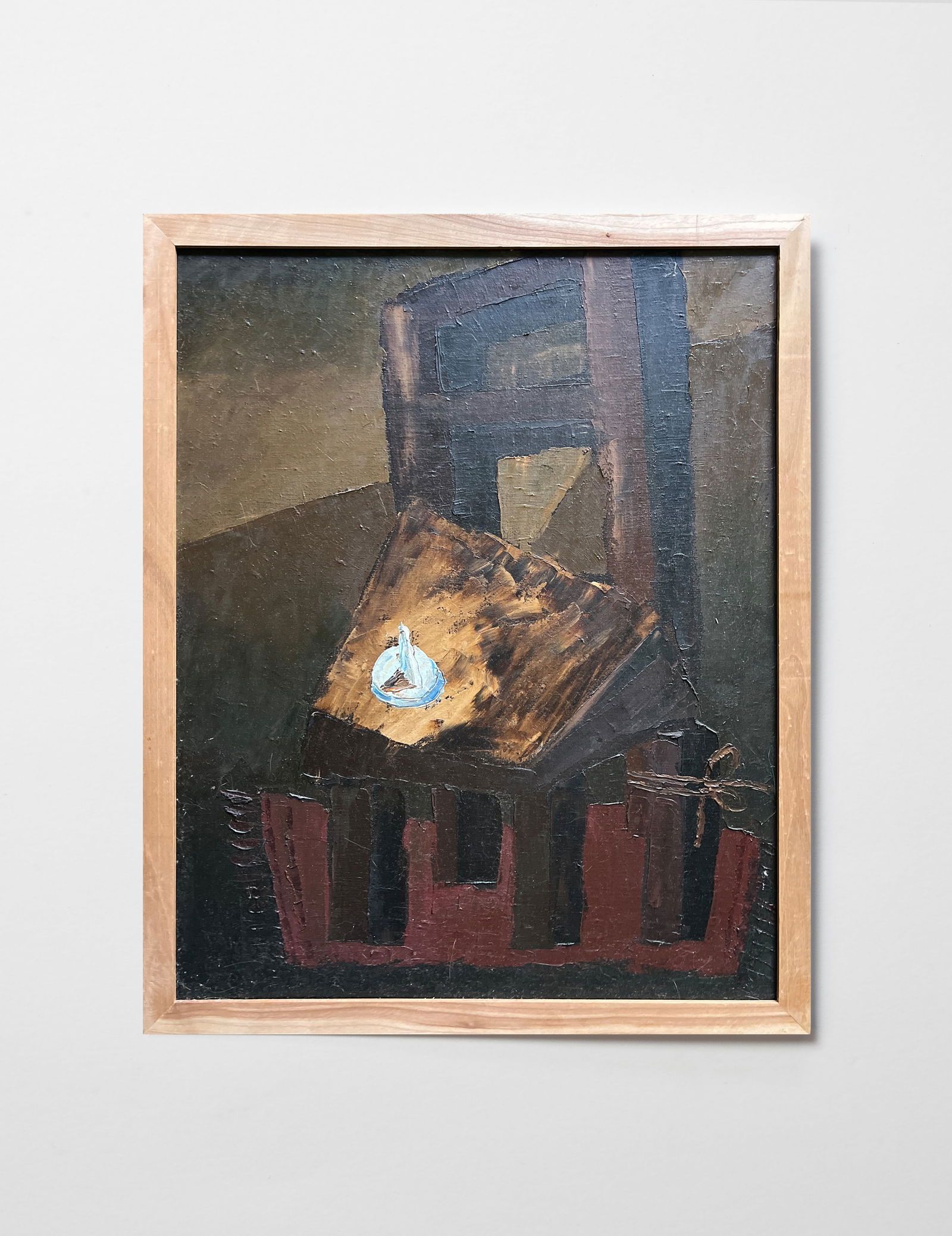 Abstract Oil painting with frame stationery button K. Leonid - 2