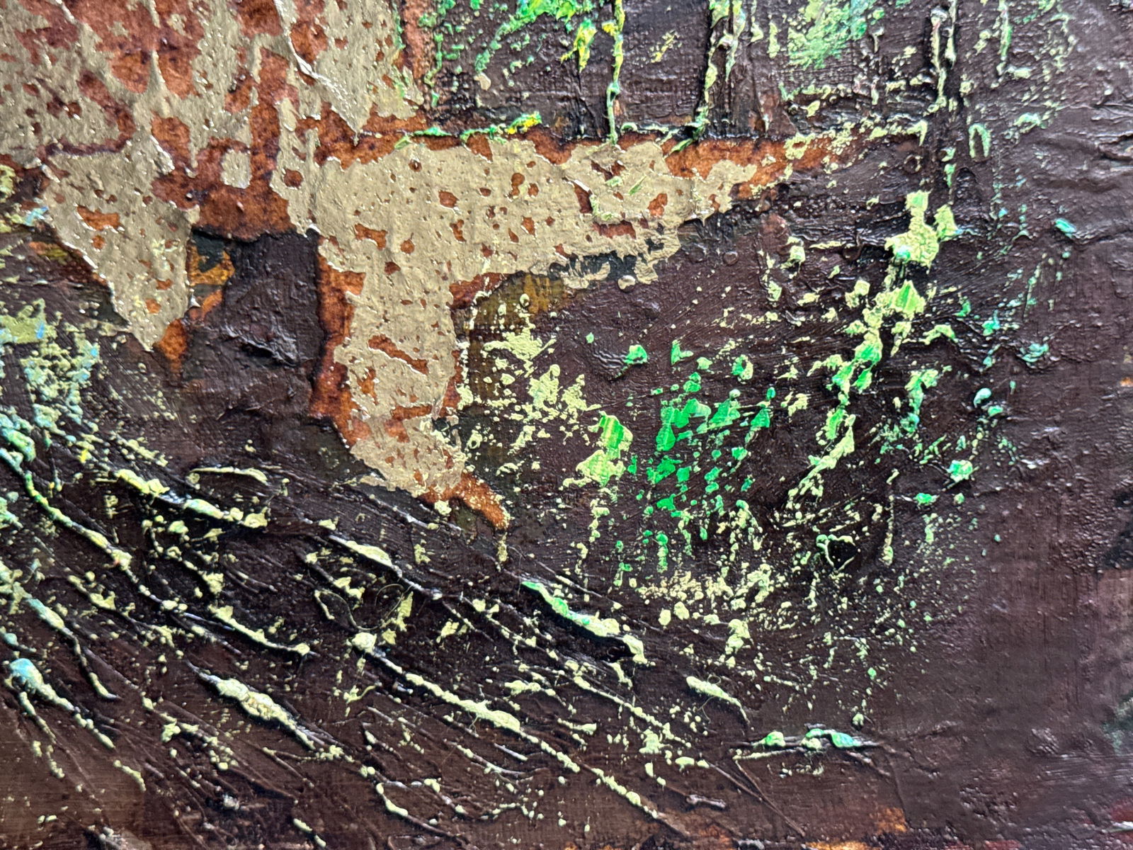 Abstract Oil painting with frame fish landscape K. Leonid - 10