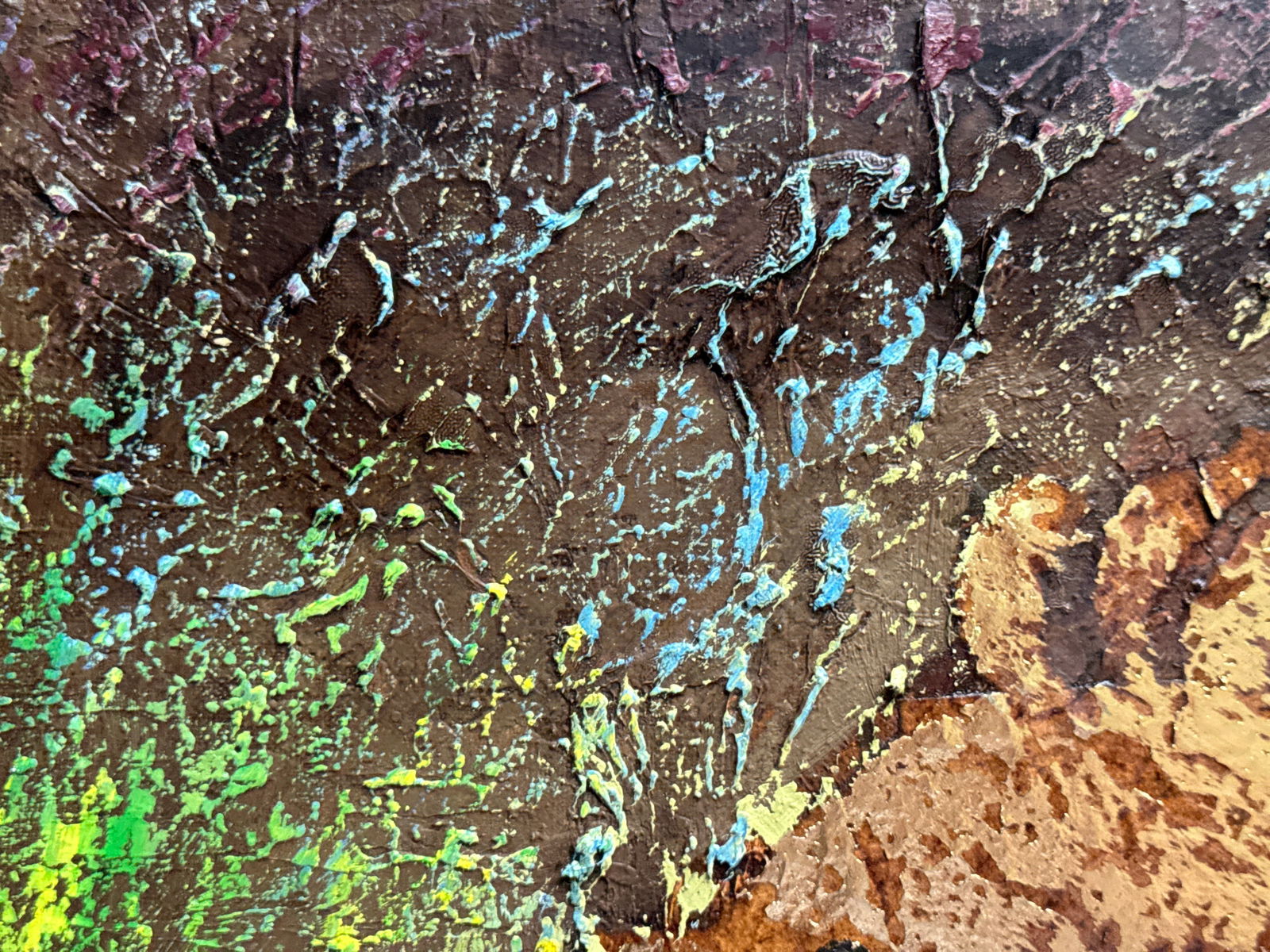 Abstract Oil painting with frame fish landscape K. Leonid - 2