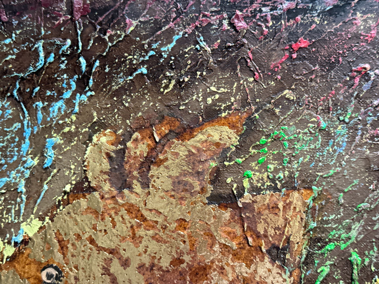 Abstract Oil painting with frame fish landscape K. Leonid - 3