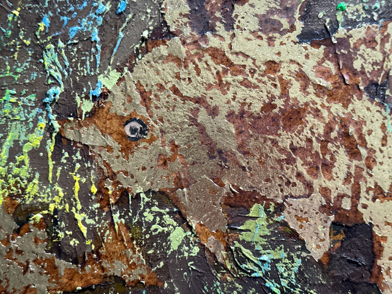 Abstract Oil painting with frame fish landscape K. Leonid - 6