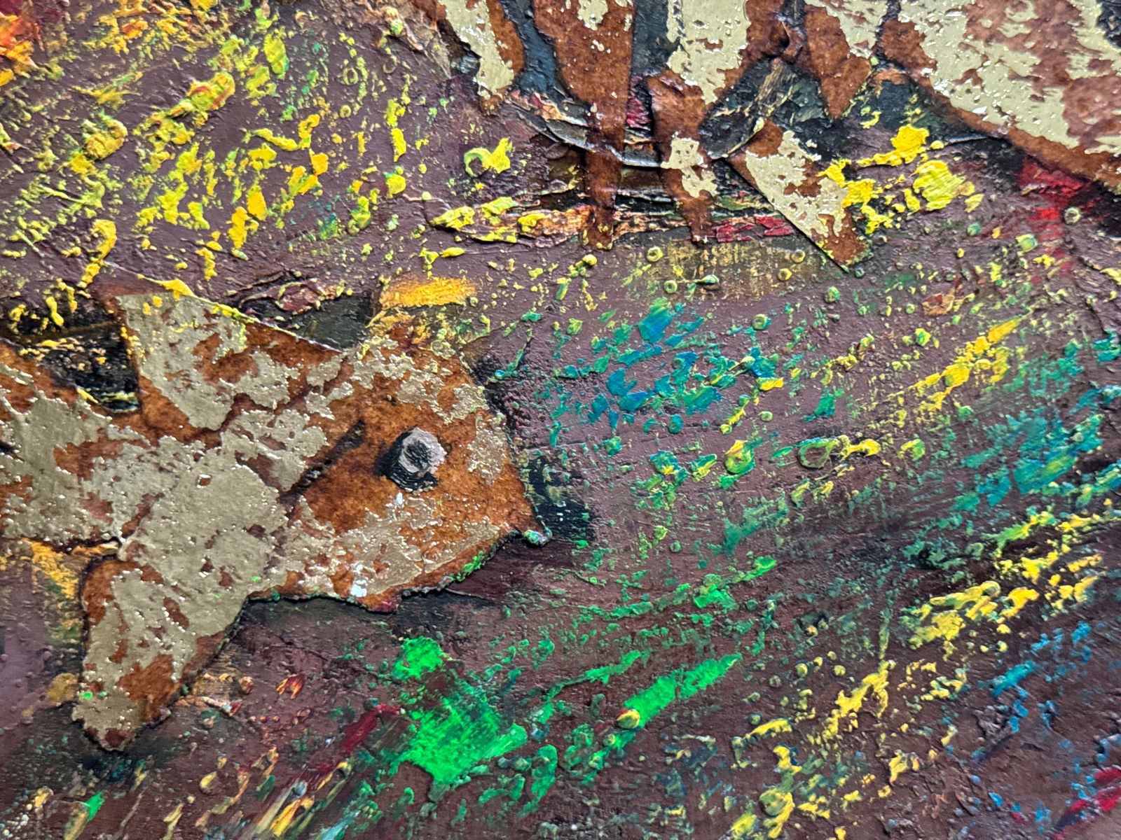 Abstract Oil painting with frame goldfish K. Leonid - 10