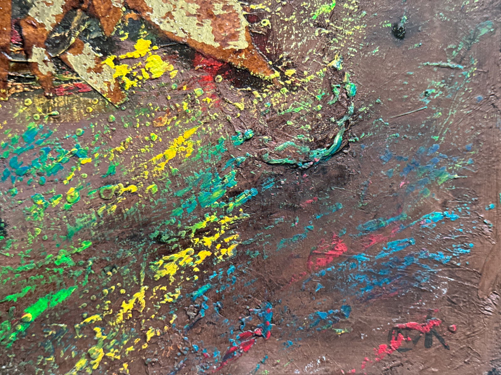 Abstract Oil painting with frame goldfish K. Leonid - 11