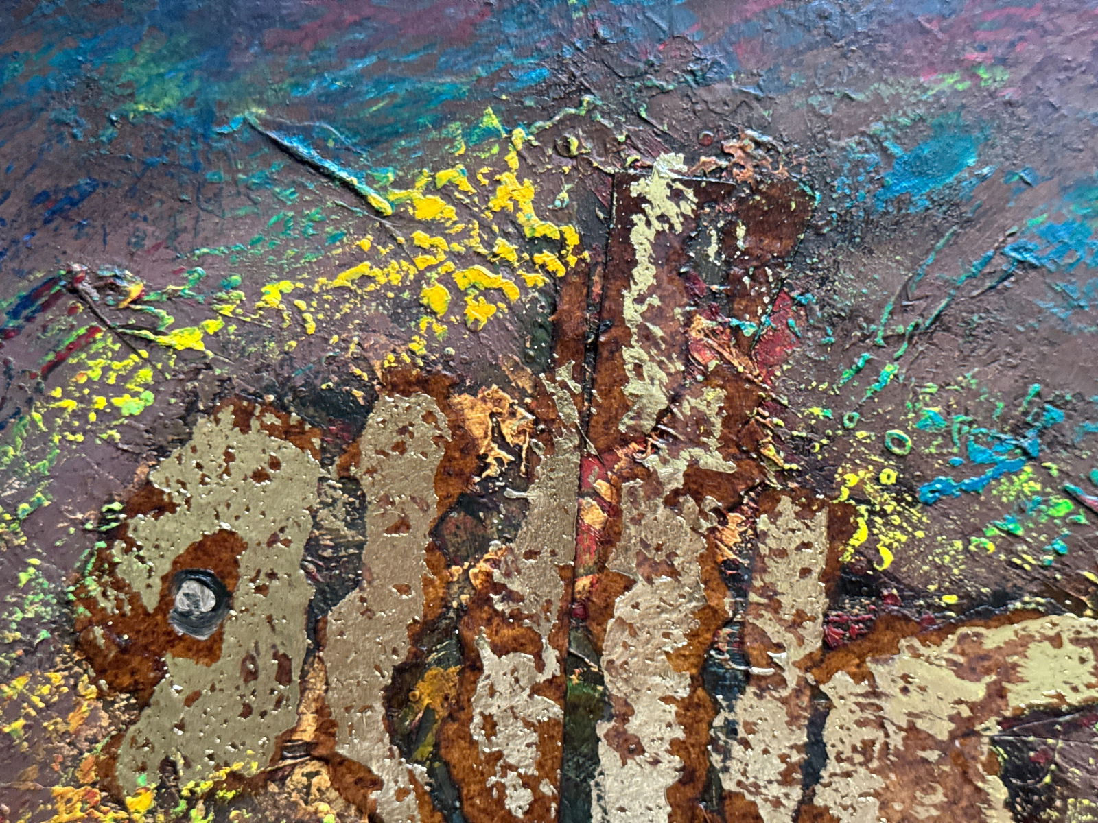 Abstract Oil painting with frame goldfish K. Leonid - 4