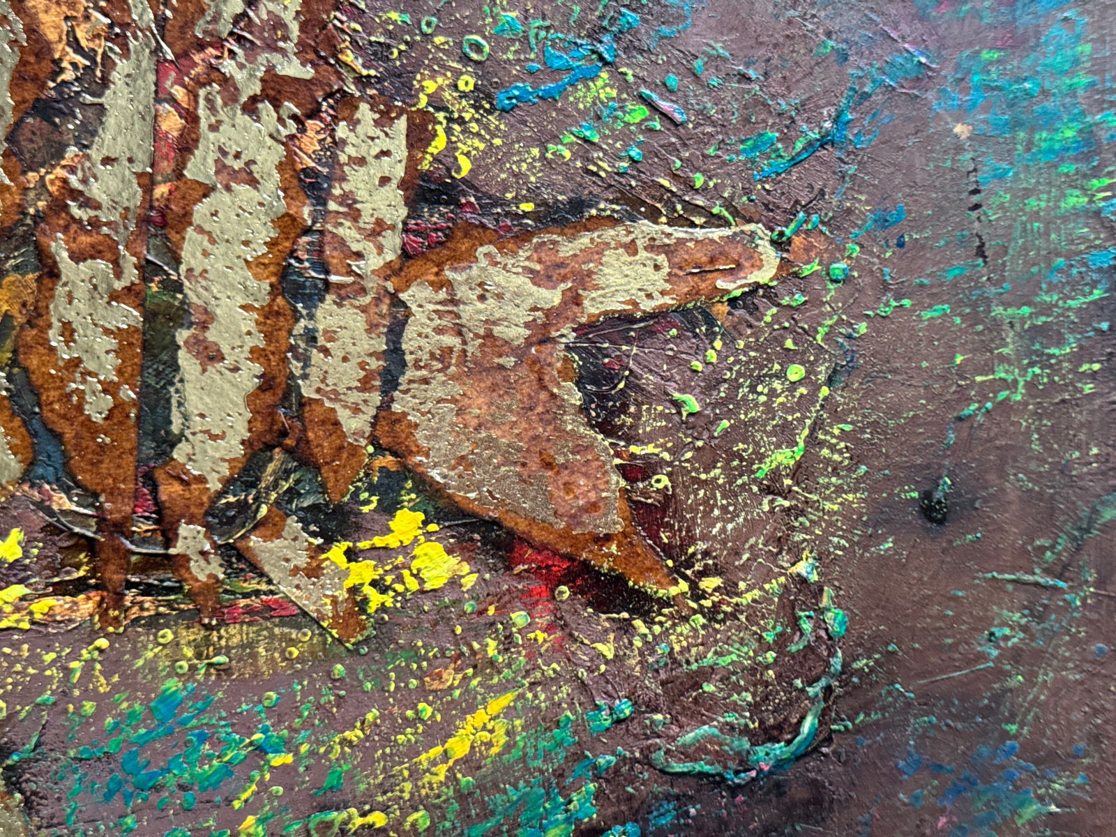 Abstract Oil painting with frame goldfish K. Leonid - 6