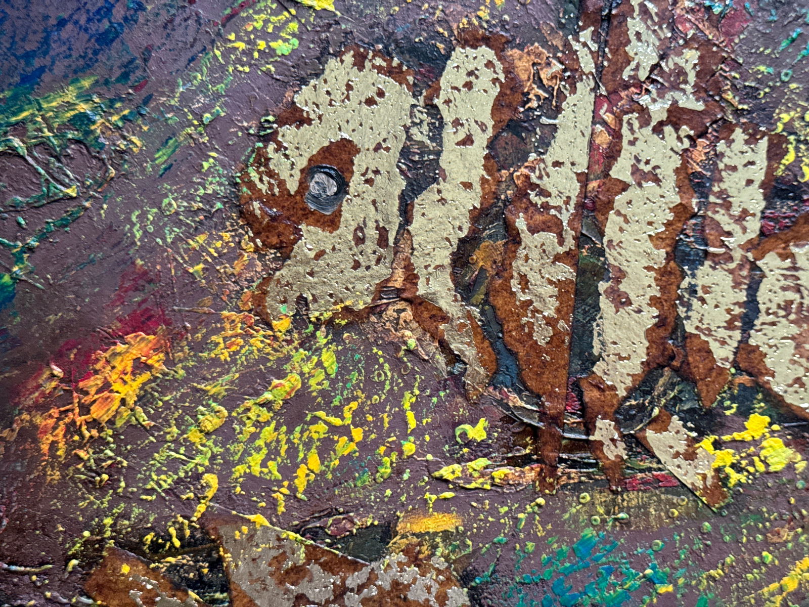 Abstract Oil painting with frame goldfish K. Leonid - 7