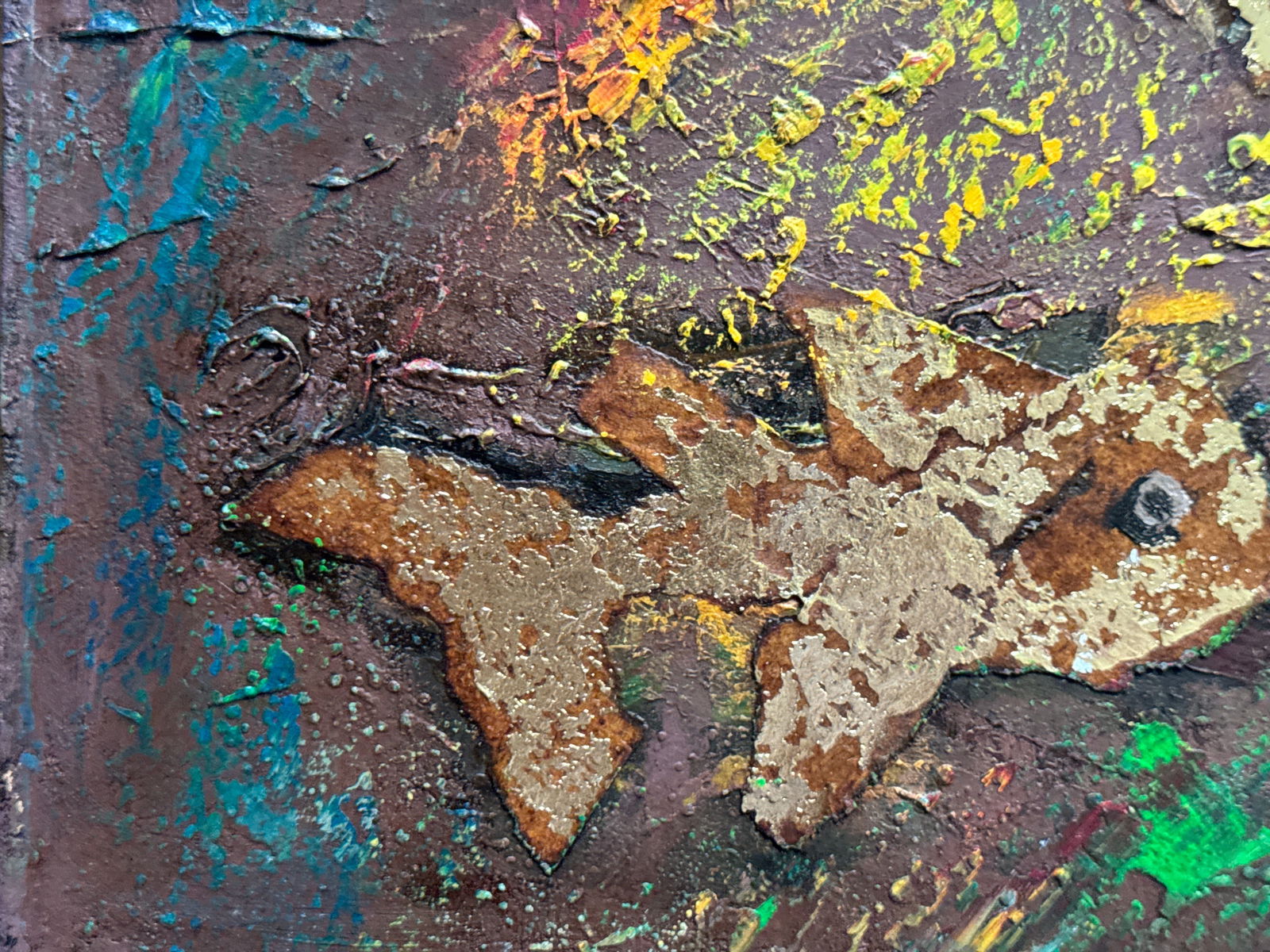 Abstract Oil painting with frame goldfish K. Leonid - 9