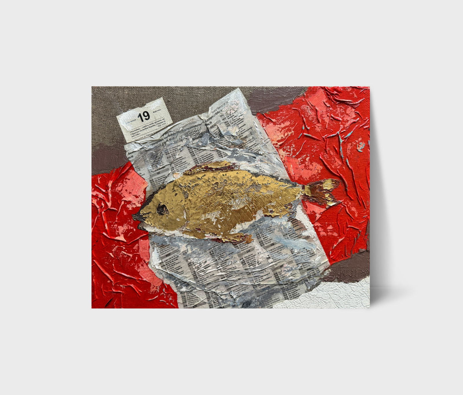 Oil painting with frame goldfish K. Leonid - 12