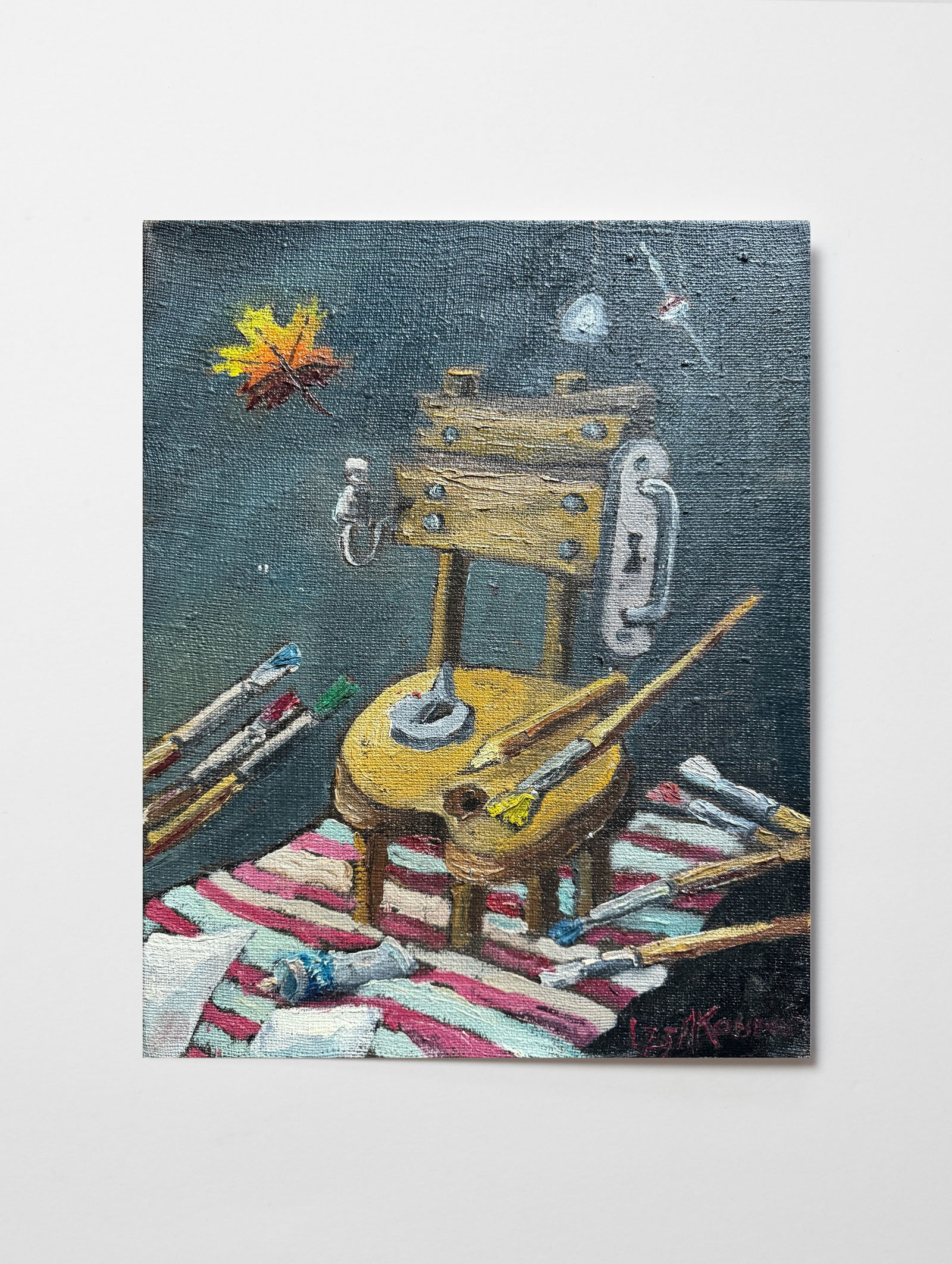 Oil painting with frame stationery button K. Leonid - 2