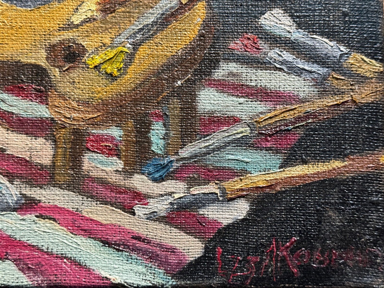 Oil painting with frame stationery button K. Leonid - 6