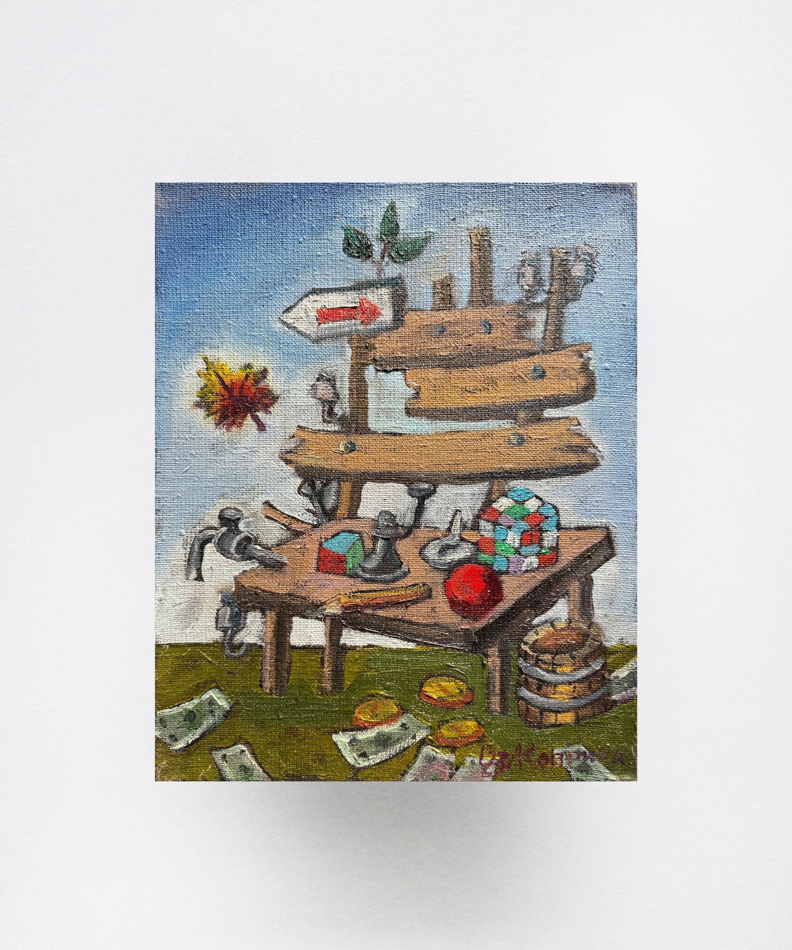 Oil painting with frame Bench K. Leonid - 9