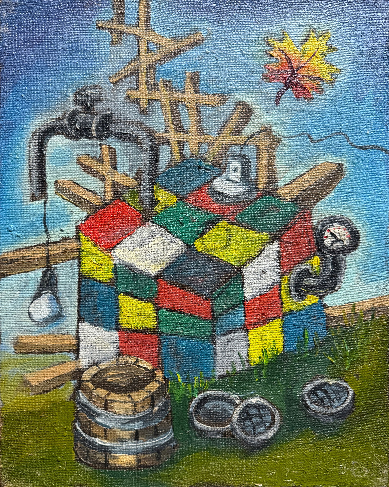 Oil painting with frame Cube K. Leonid: Title: Oil painting with frame Cube K. Leonid Description: 799KK Painter: K. Leonid Size: 50x40 cm/ 19.68x15.74 inches Components: oil, canvas Original painting CONDITION: exellent ERA:2023 ARTIST: