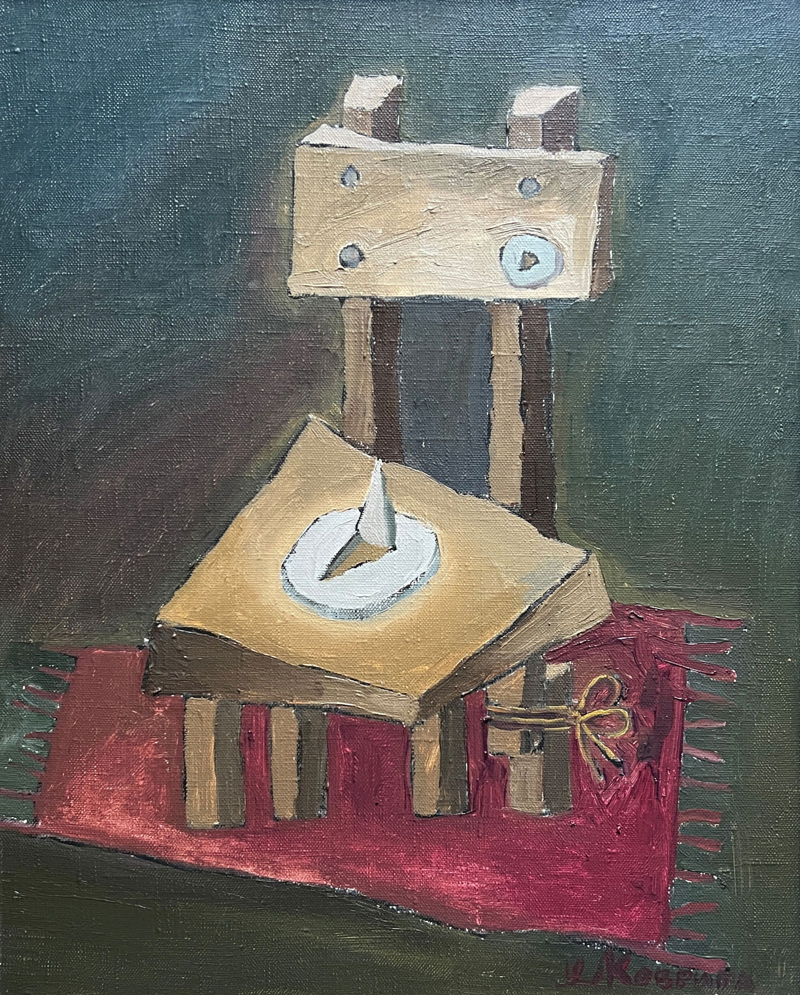 Oil painting with frame stationery button K. Leonid - 2