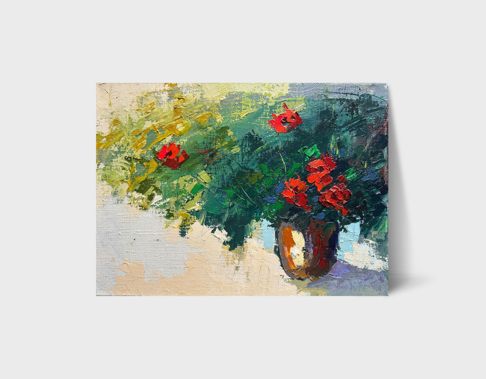 Oil painting with frame Flowers K. Leonid - 12